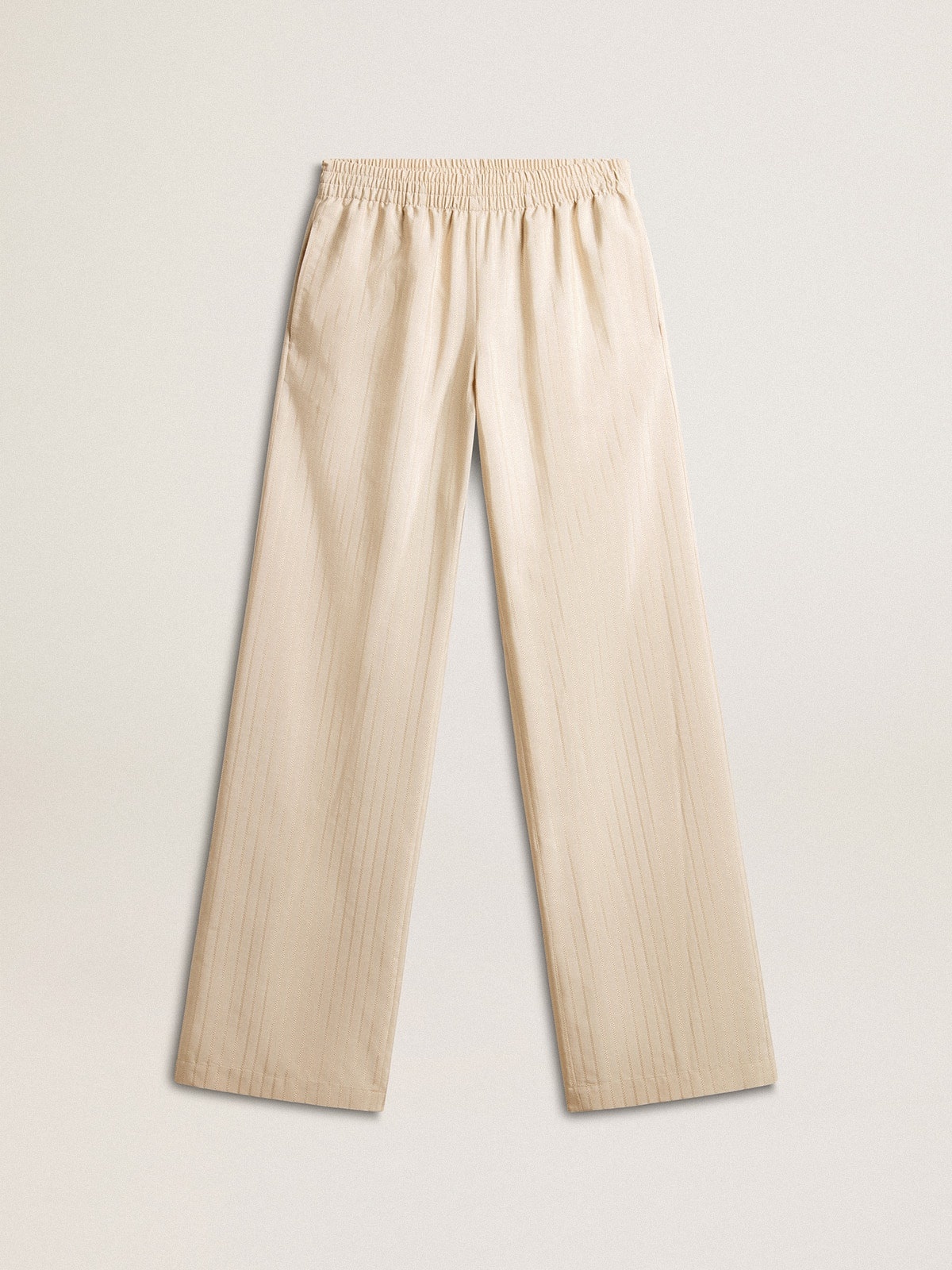 Women's light beige silk and viscose joggers - 1