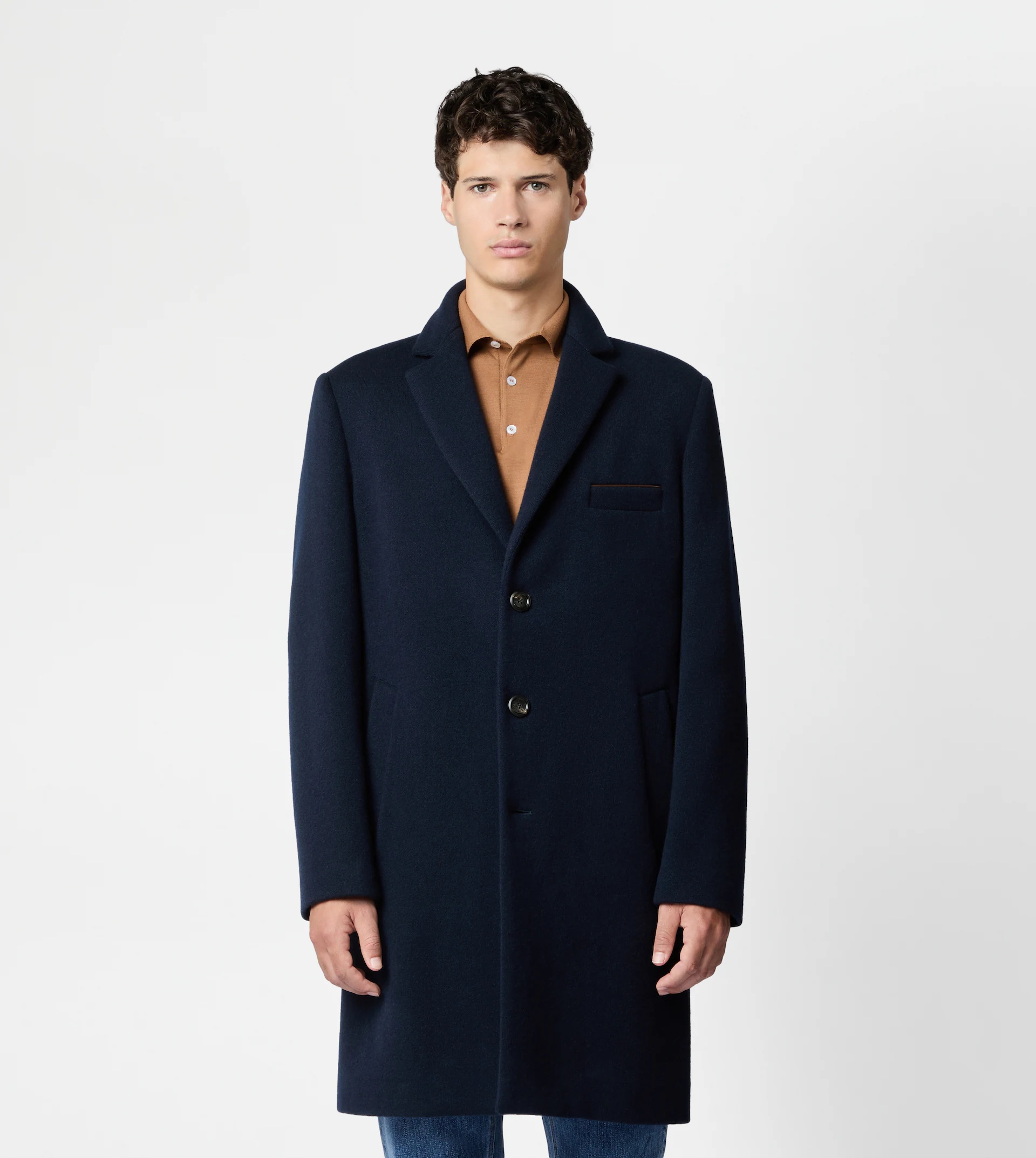 COAT IN CASHMERE BLEND JERSEY - BLUE - 6