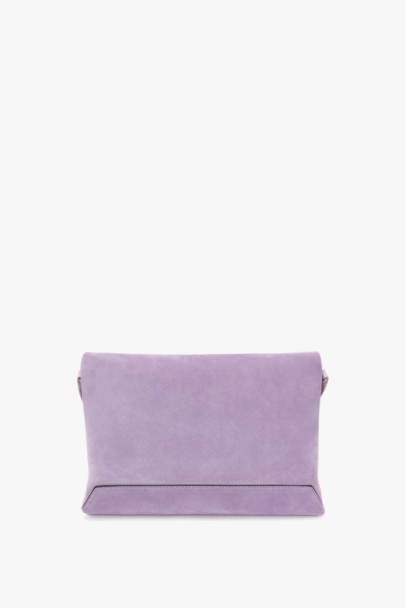 Chain Pouch with Strap in Lilac Suede 3