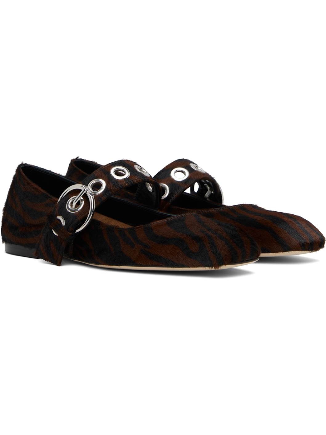 Black & Brown Uma Eyelet Mary-Jane Ballerina Flats - 4