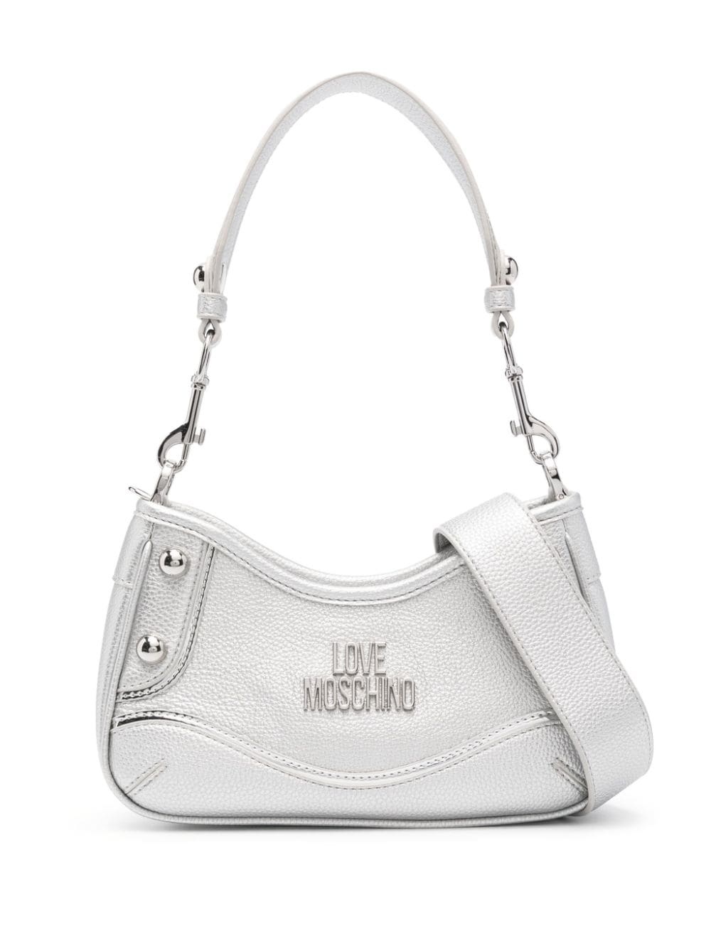 metallic logo-lettering shoulder bag - 1