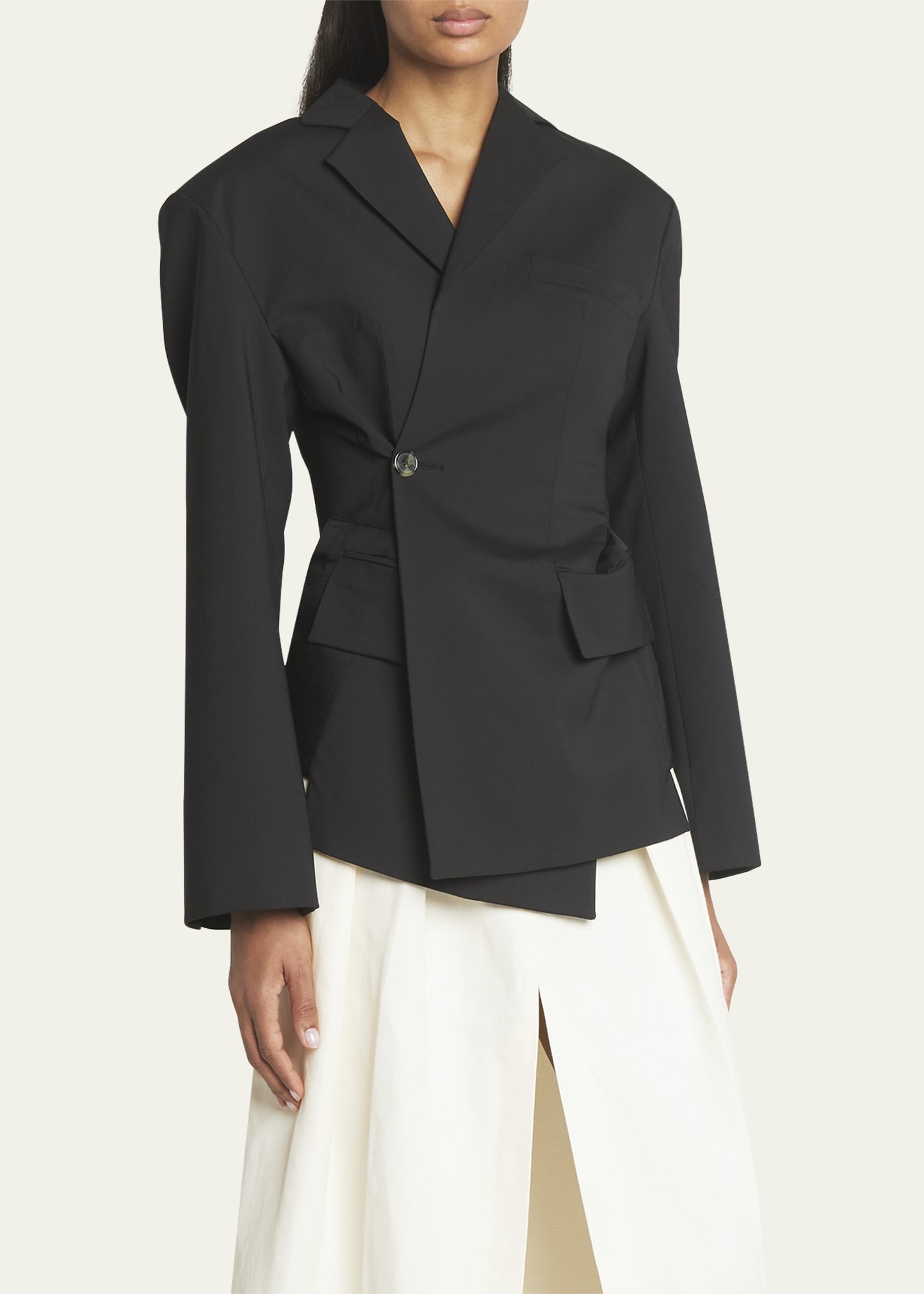 Backless Single-Breasted Jacket with Ties - 4