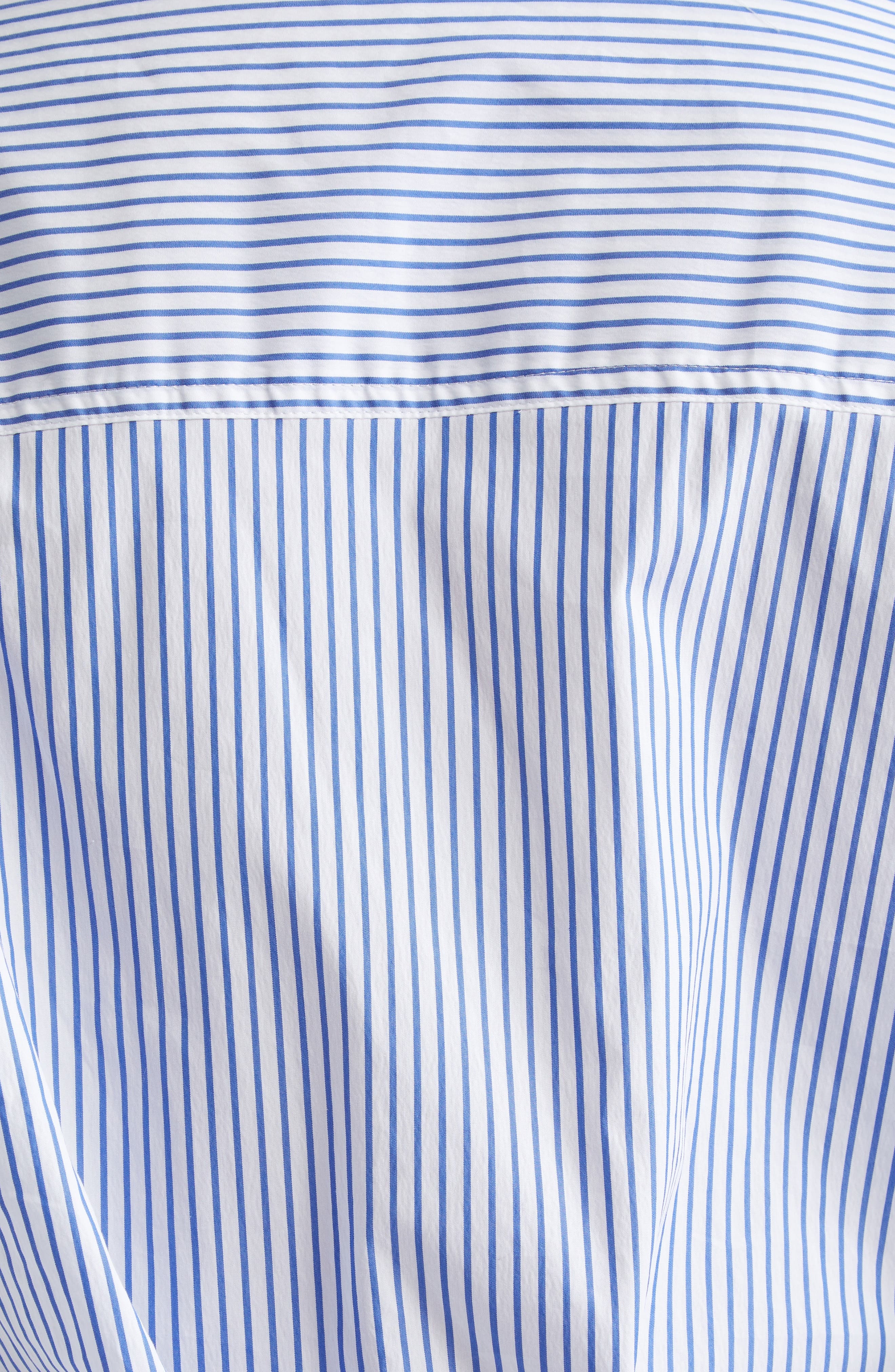 MONSE Cascade Stripe Long Sleeve Deconstructed Shirtdress in Ivory/Navy at Nordstrom - 6