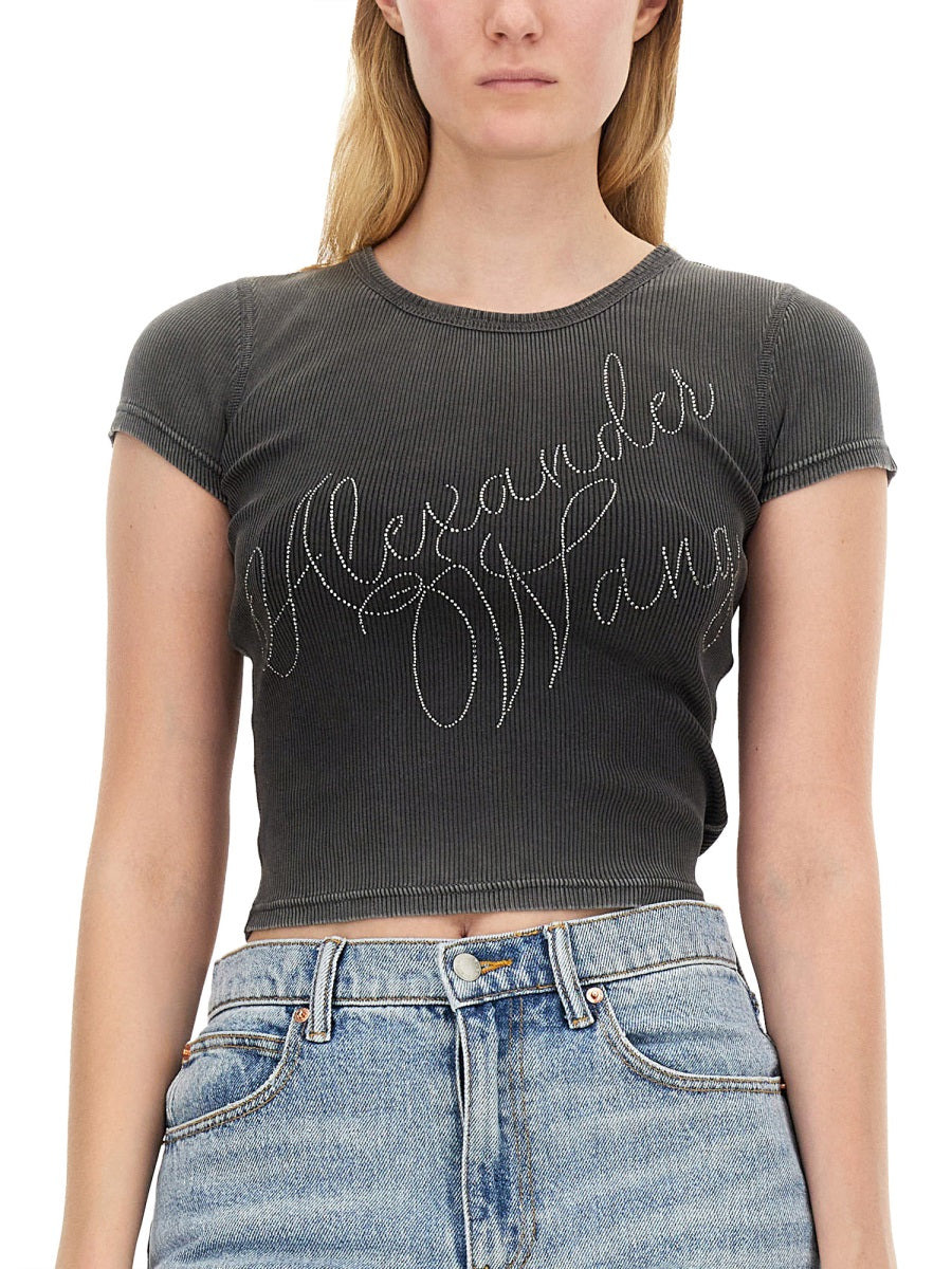 Alexander Wang Women Rhinestone Logo T-Shirt - 4