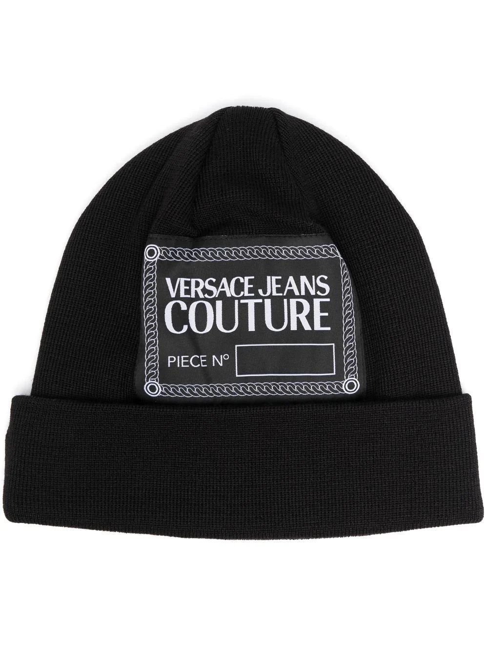 logo-patch knitted beanie - 1