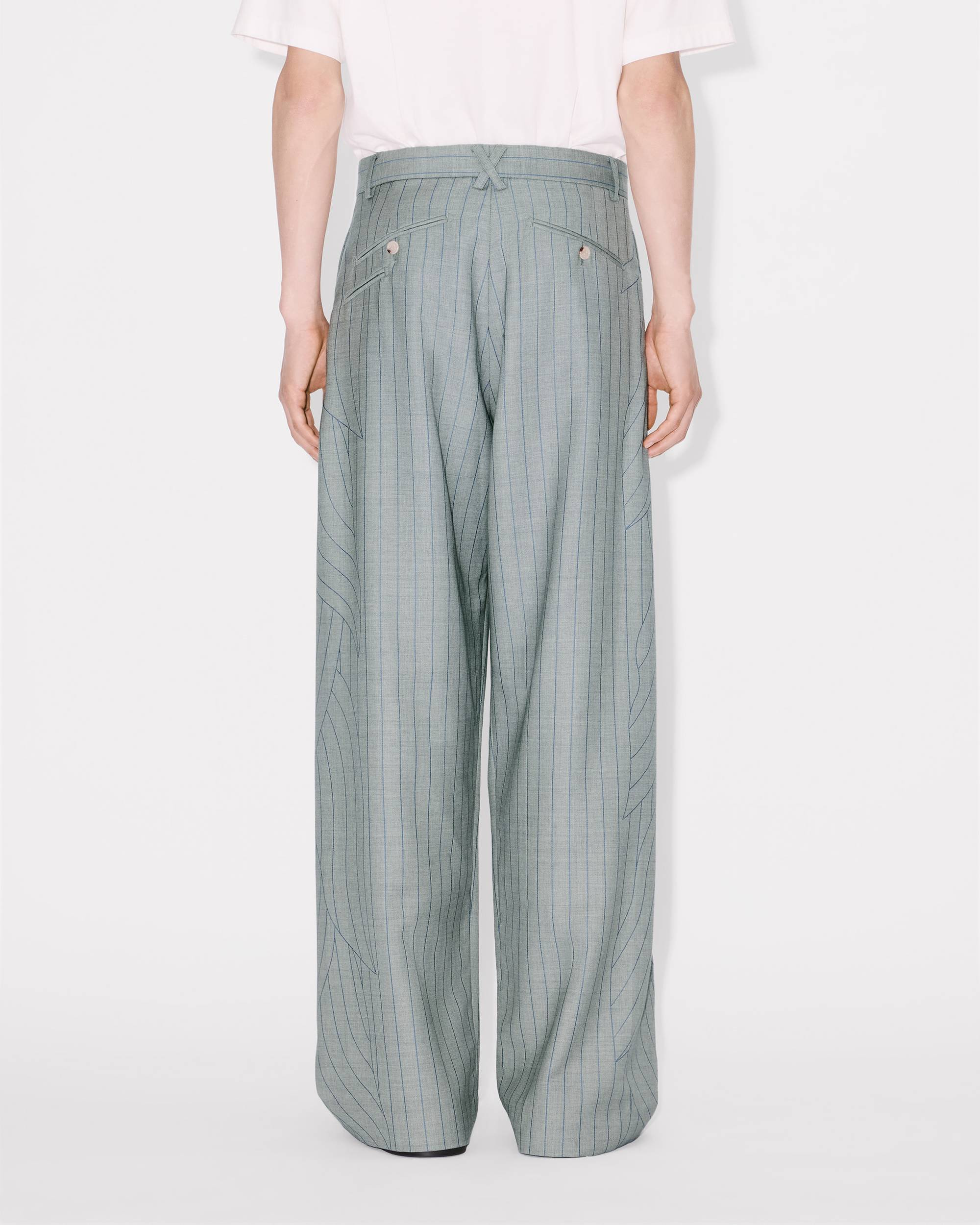 'KENZO Leaf Stripe' straight tailored pants in virgin wool jacquard - 5