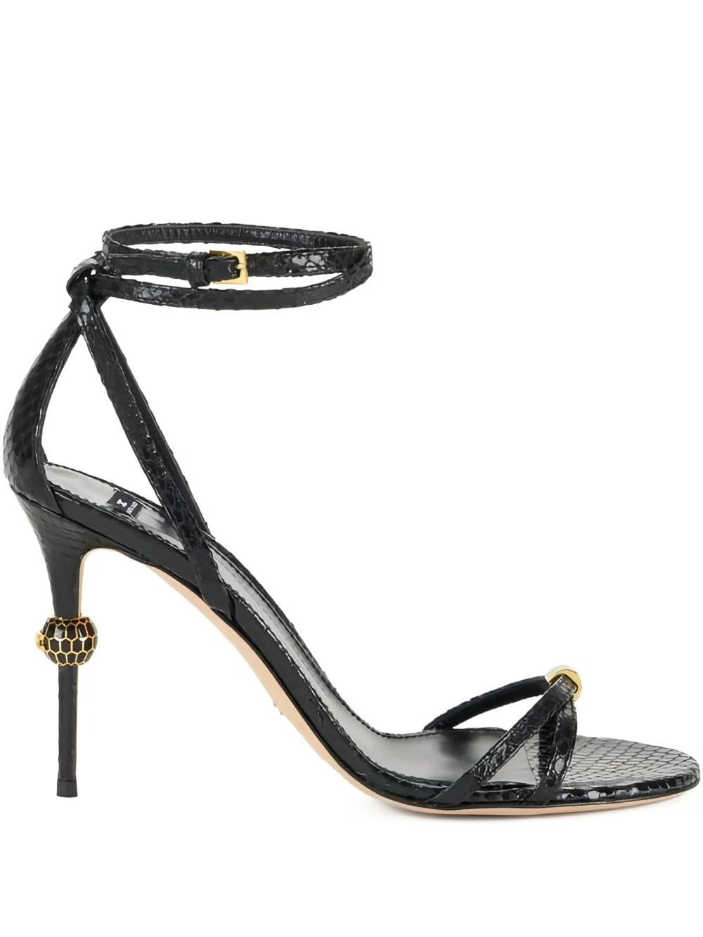 80mm leather python print sandals - 1