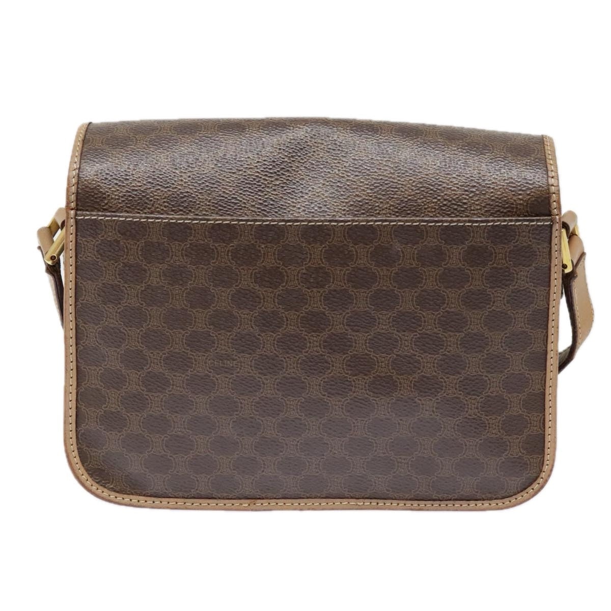 CELINE Macadam Canvas Circle Shoulder Bag Pvc Leather Brown Gold - 2