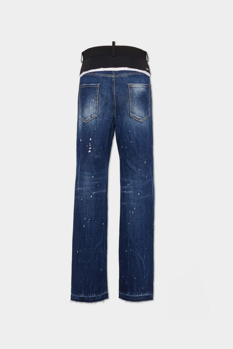 MEDIUM WHITE & BLUE SPOTS LOOSE JEANS - 2