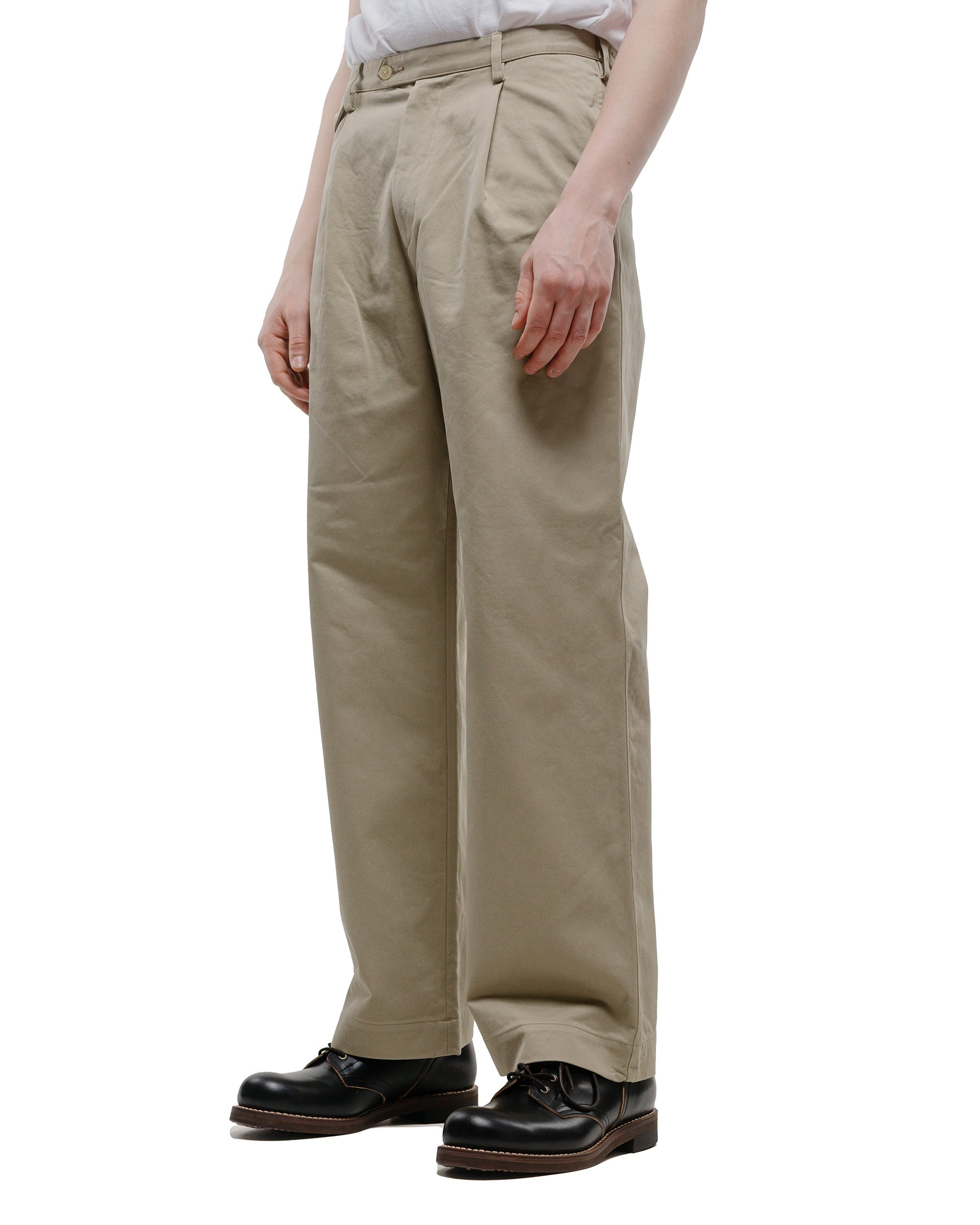 Washed Finx Chino One-Tuck Pants Light Khaki - 2