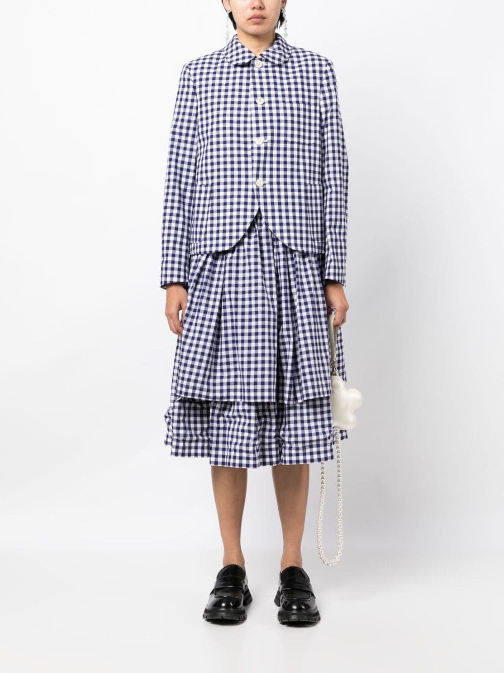 gingham check-pattern cotton skirt - 2