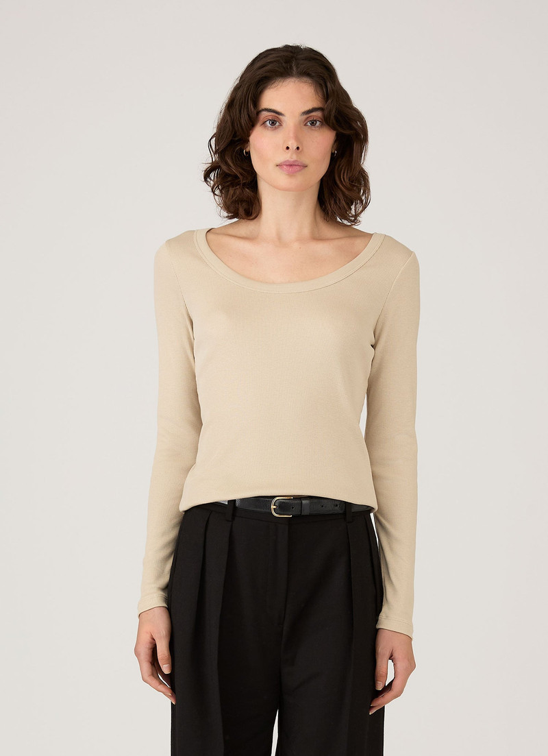 Ribbed Scoop Neck T‑shirt 1
