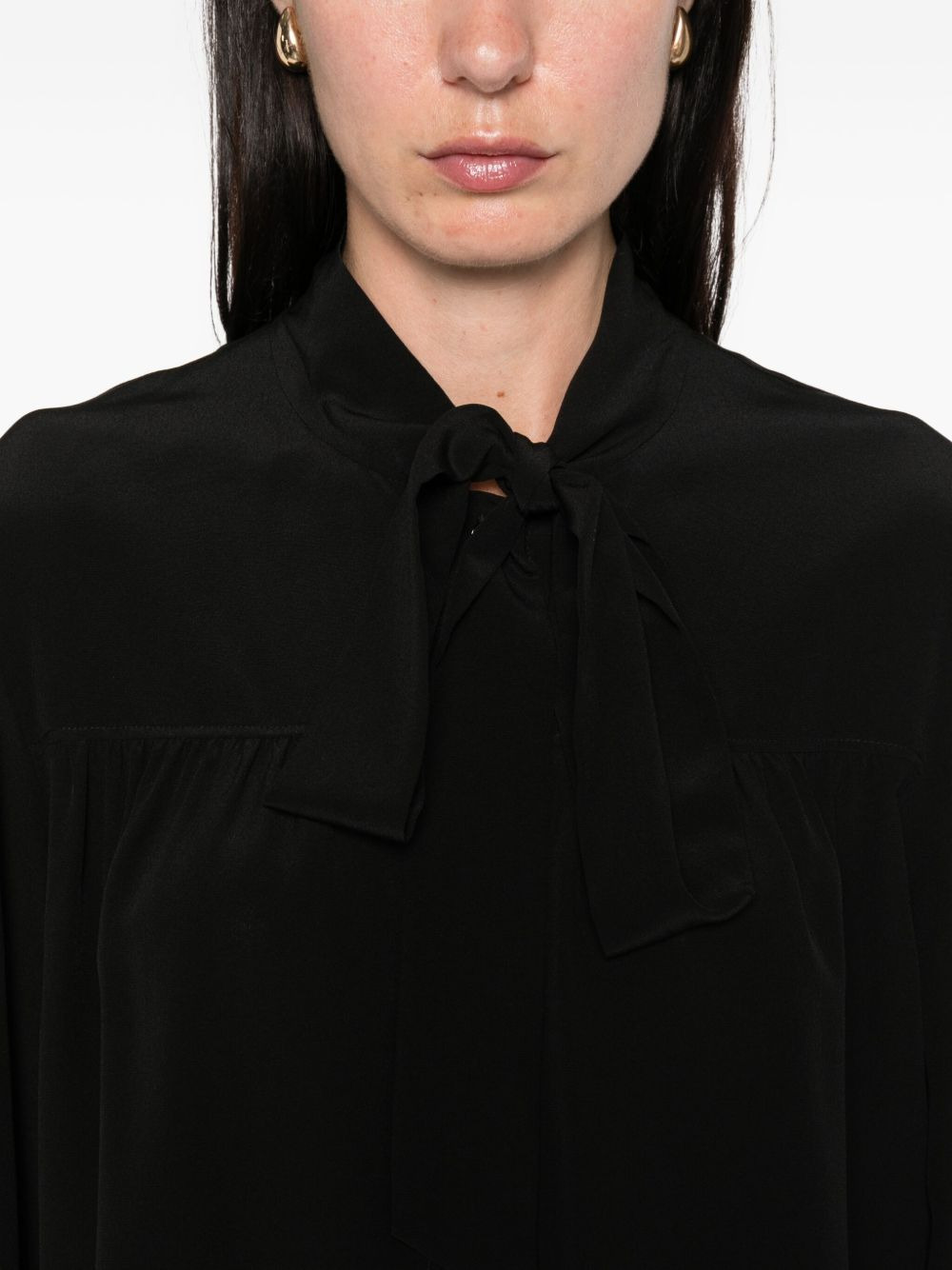 pussy bow-collar silk top - 5