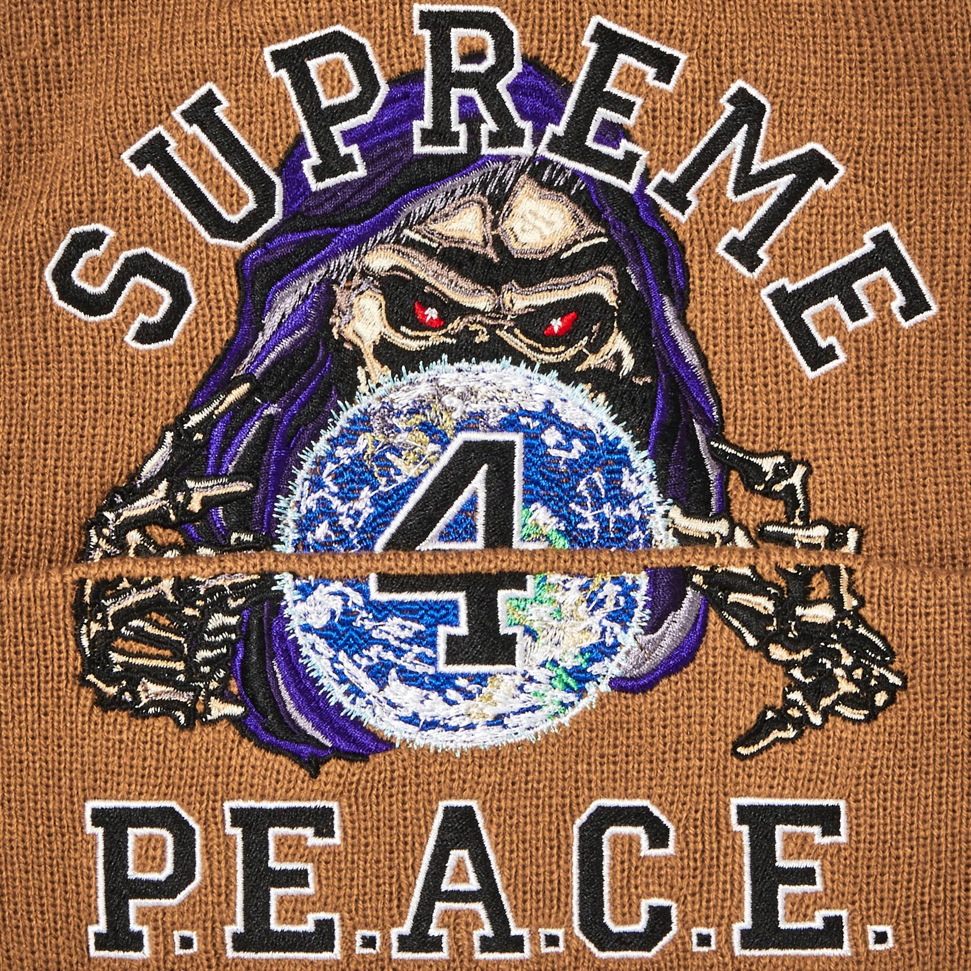 Supreme Peace Embroidered Beanie 'Tan' - 3