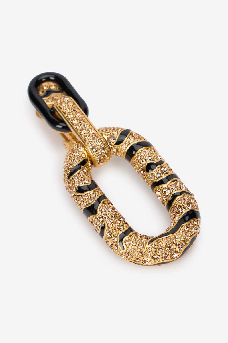 Golden Drop Earrings With Tiger Skin Pattern 4