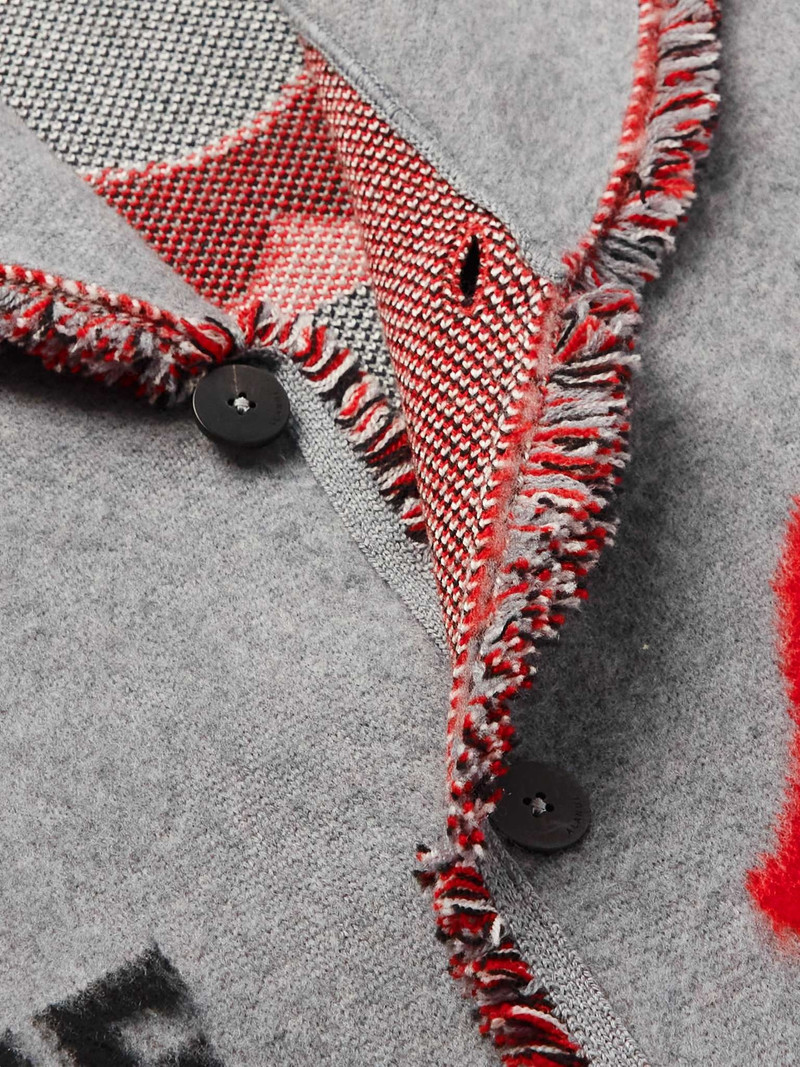 + The Rolling Stones Shawl-Collar Fringed Virgin Wool Jacquard Cardigan 5