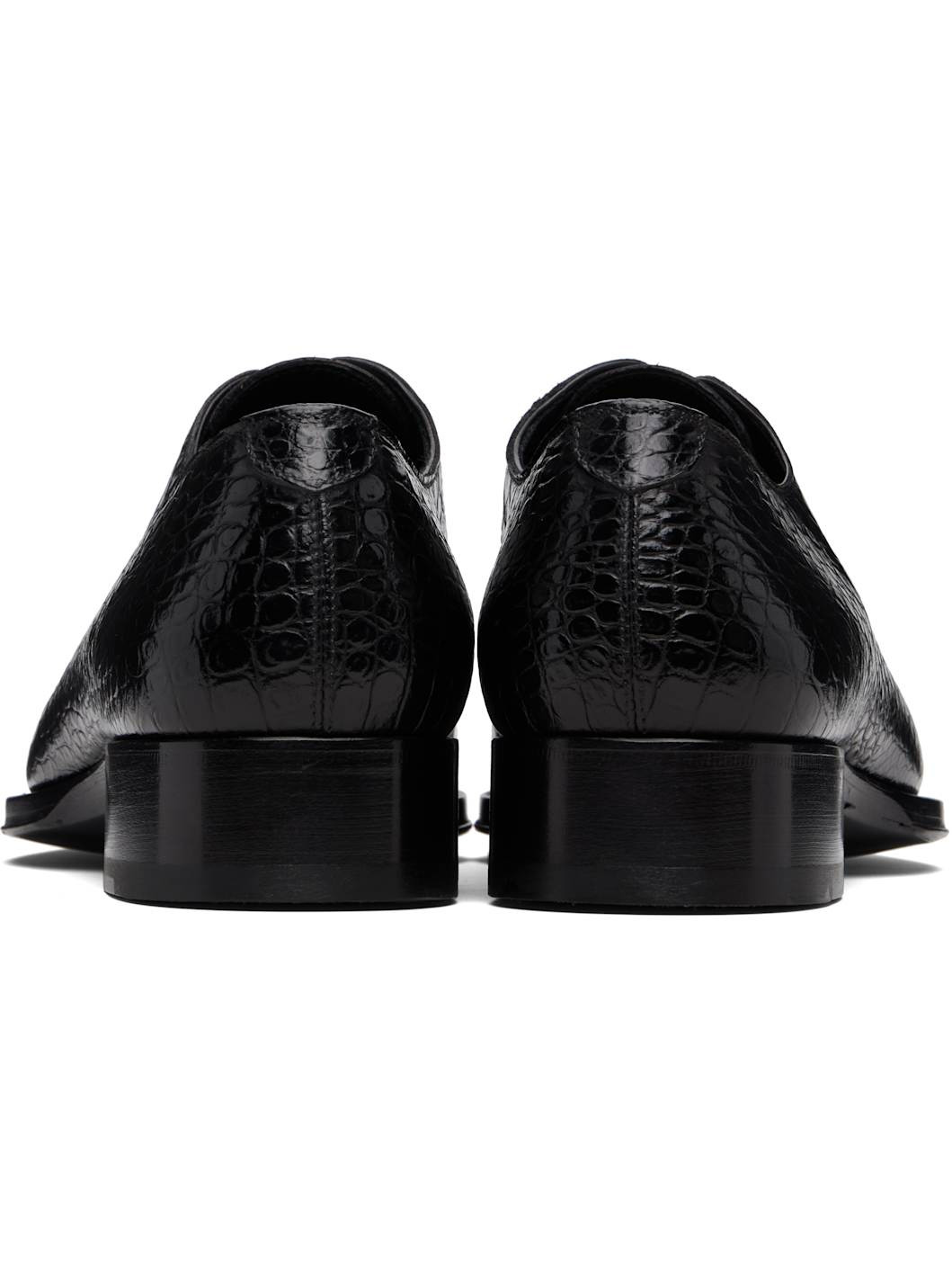 Black Shiny Printed Croc Elkan Oxfords - 2