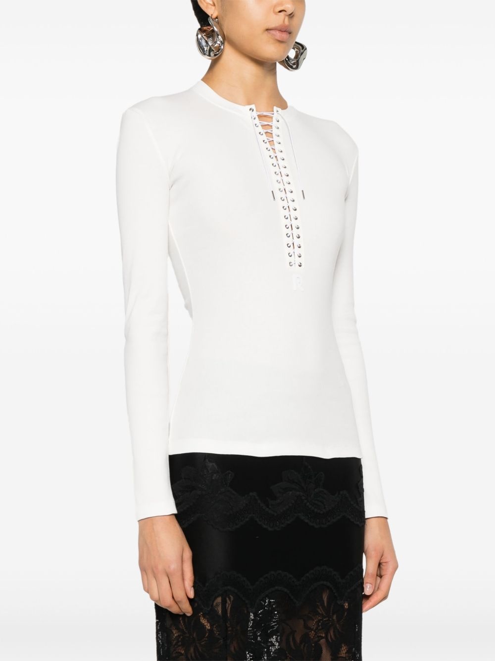 fine-ribbed lace-up top - 3