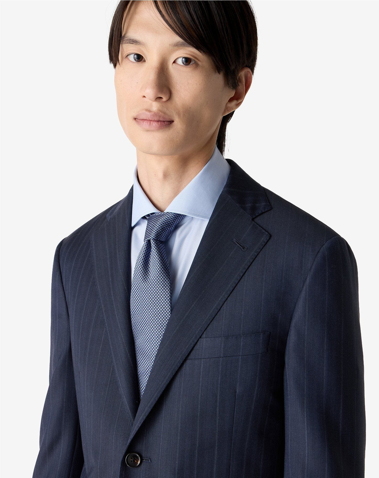 Navy blue pin striped wool suit - 5