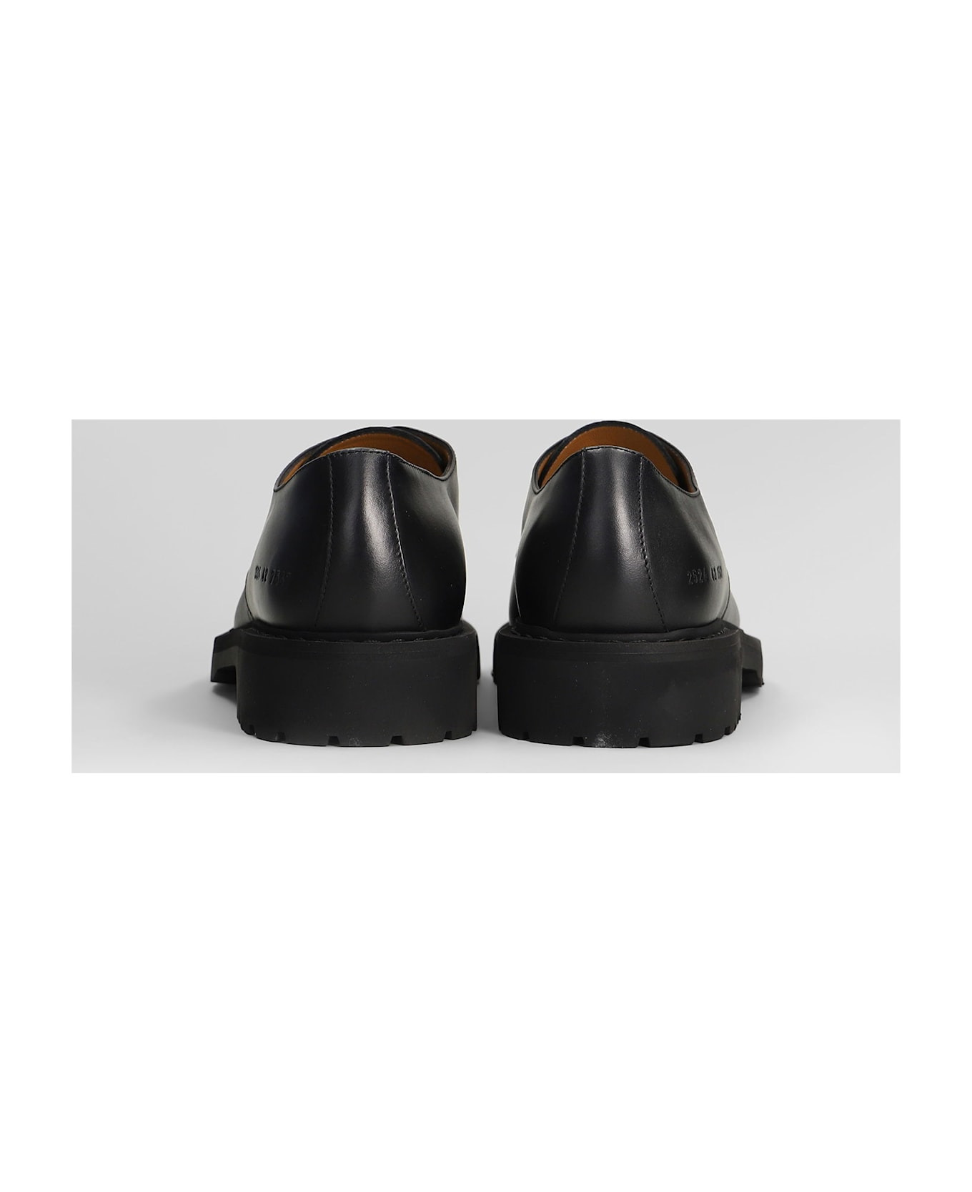 Derby Lace Up Shoes In Black Leather - 4