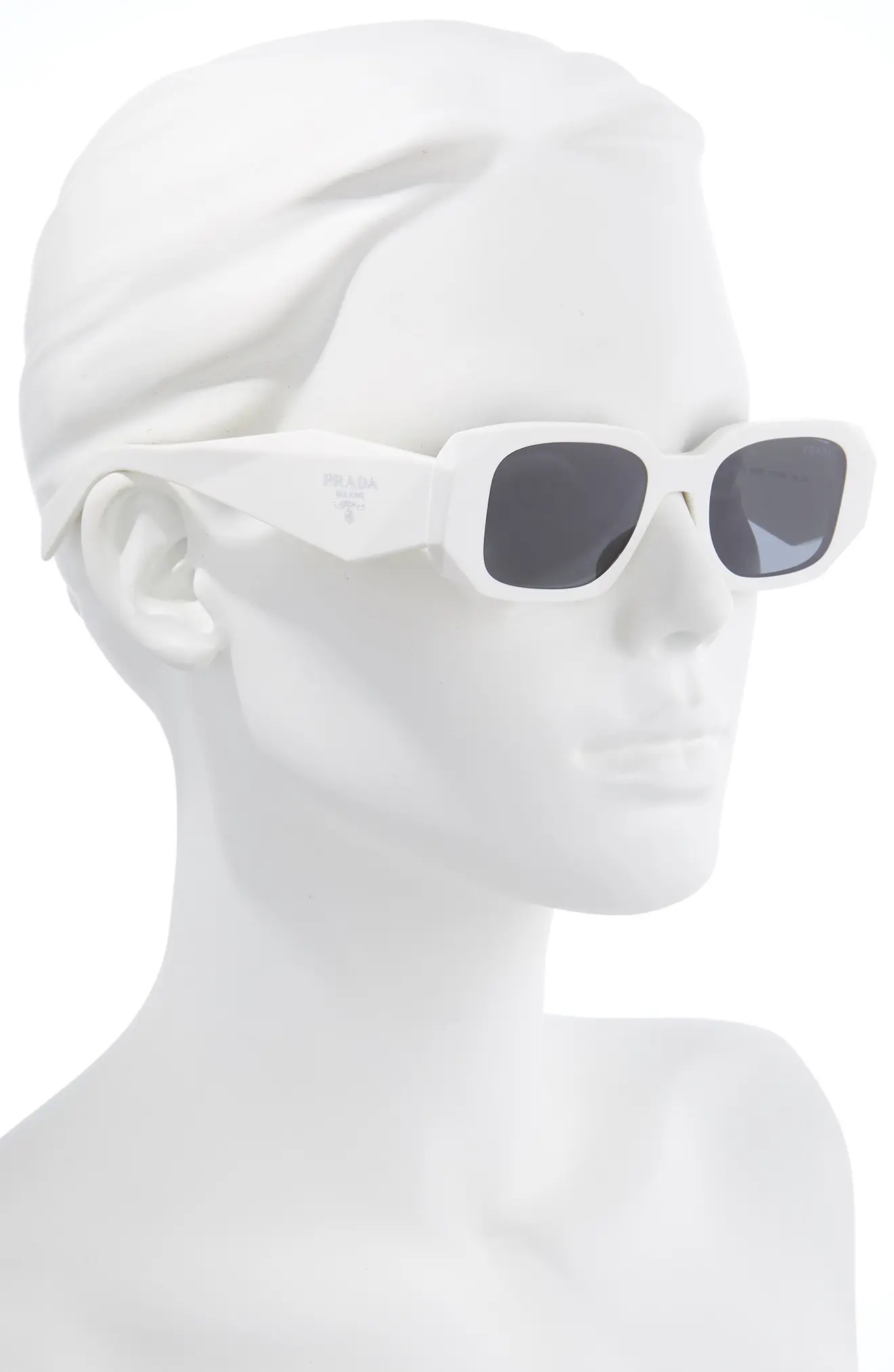 Runway 49mm Rectangular Sunglasses in Talc/Dark Grey - 3