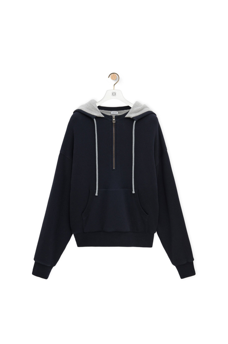 Zip-up hoodie in cotton and cashmere 1