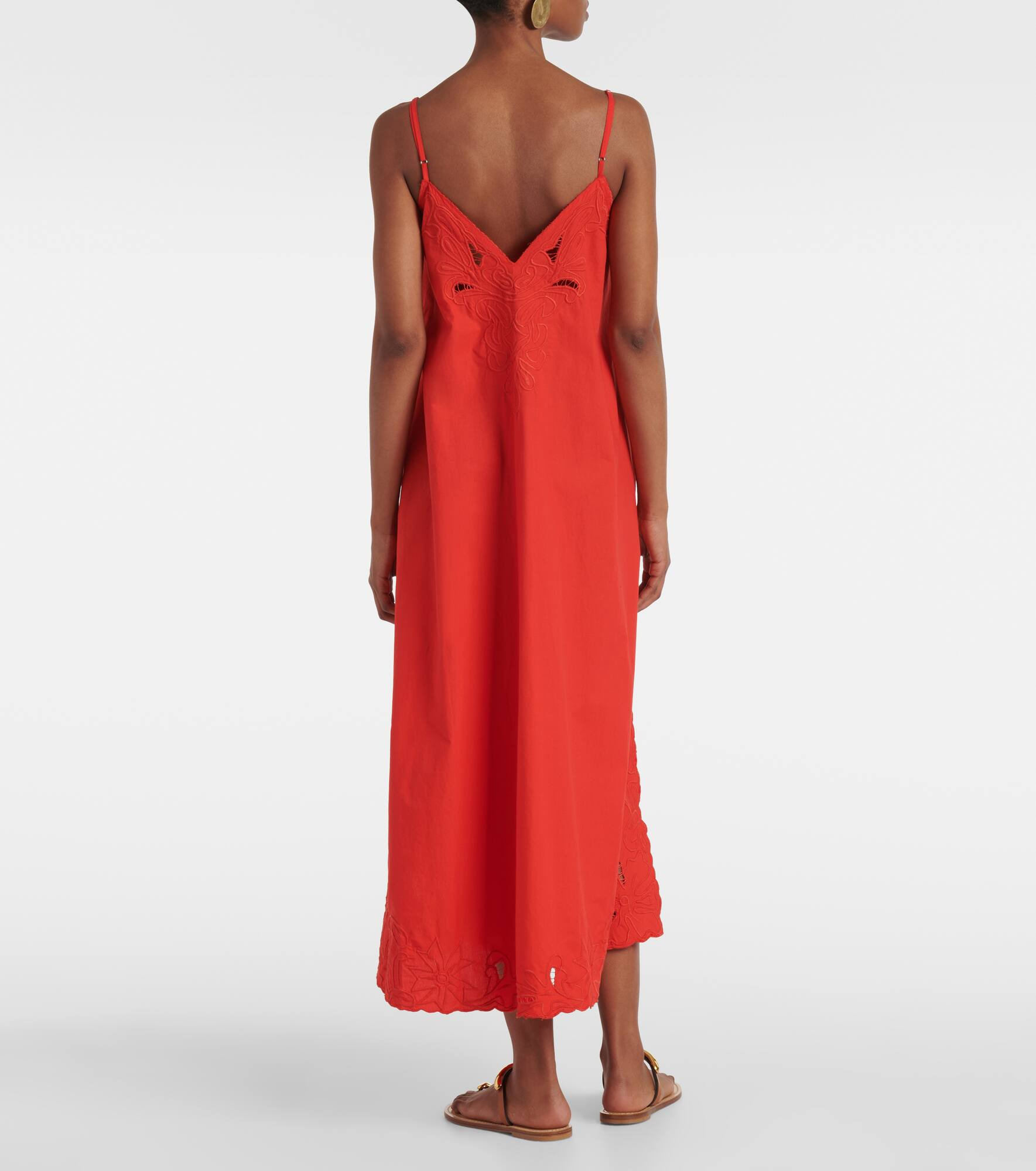Embroidered cotton poplin midi dress - 3