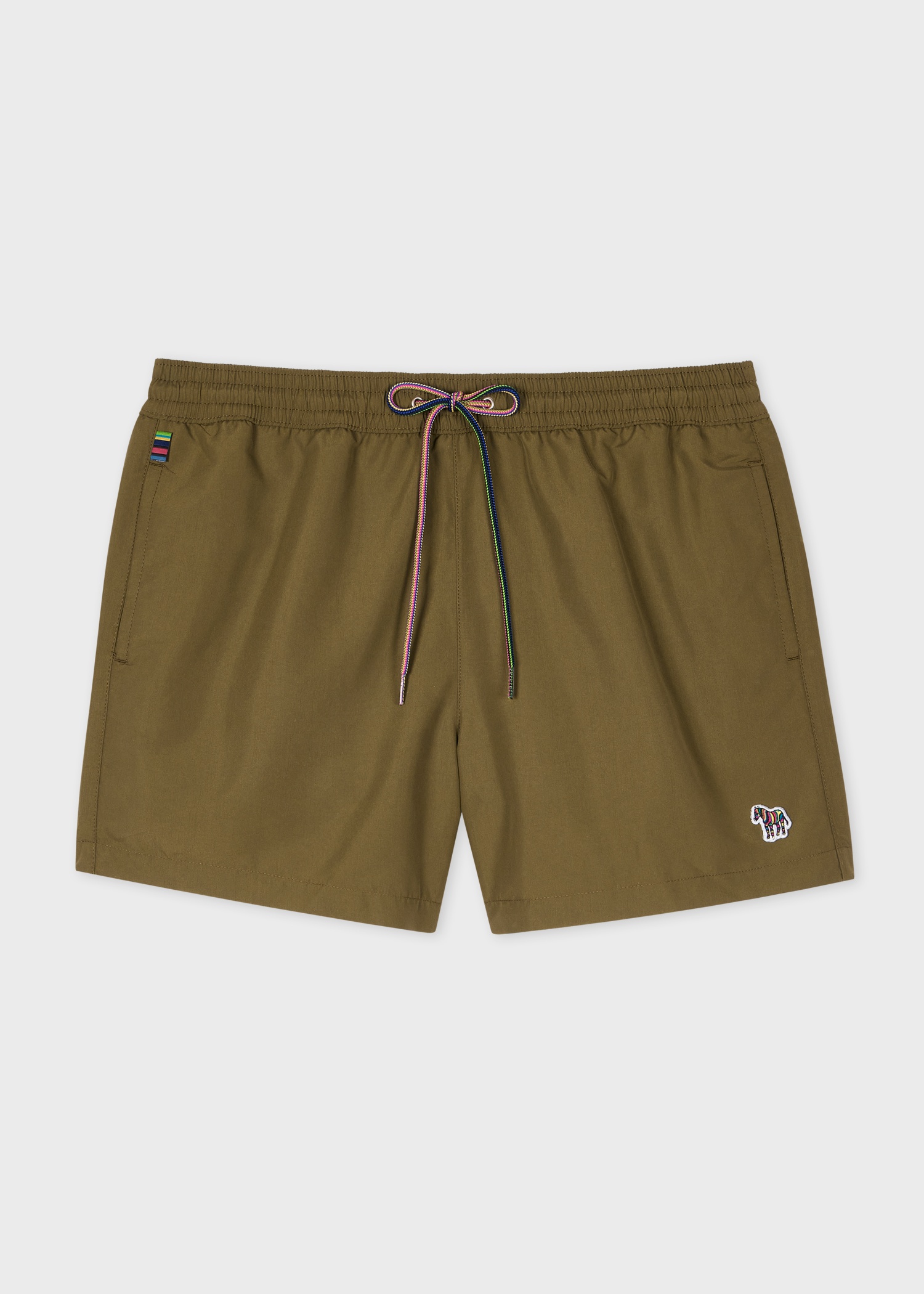 Military Green Zebra Logo Swim Shorts - 1