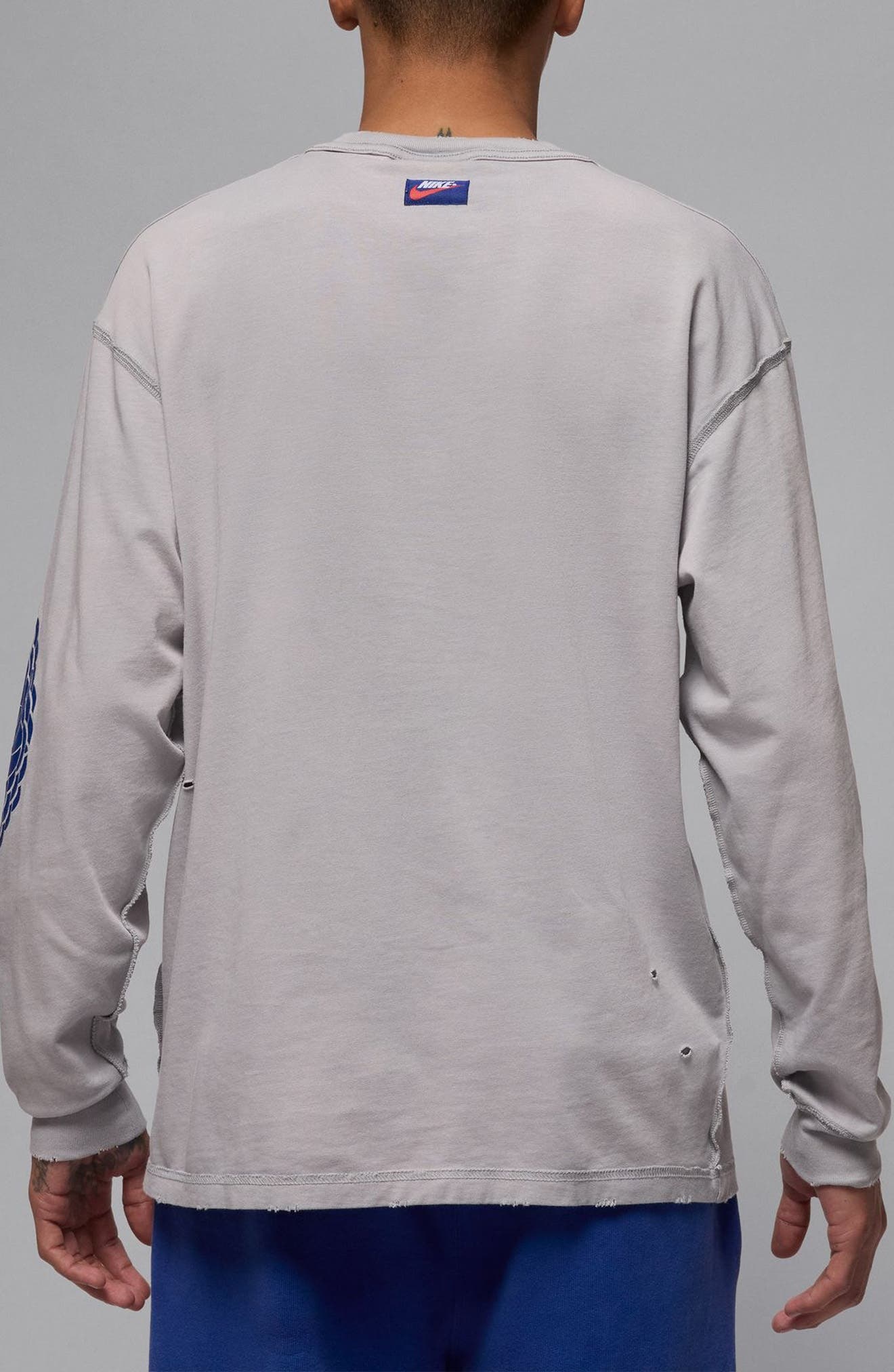 Jordan Rare Air Distressed Long Sleeve Graphic T-Shirt in Light Smoke Grey/Deep Royal at Nordstrom - 2