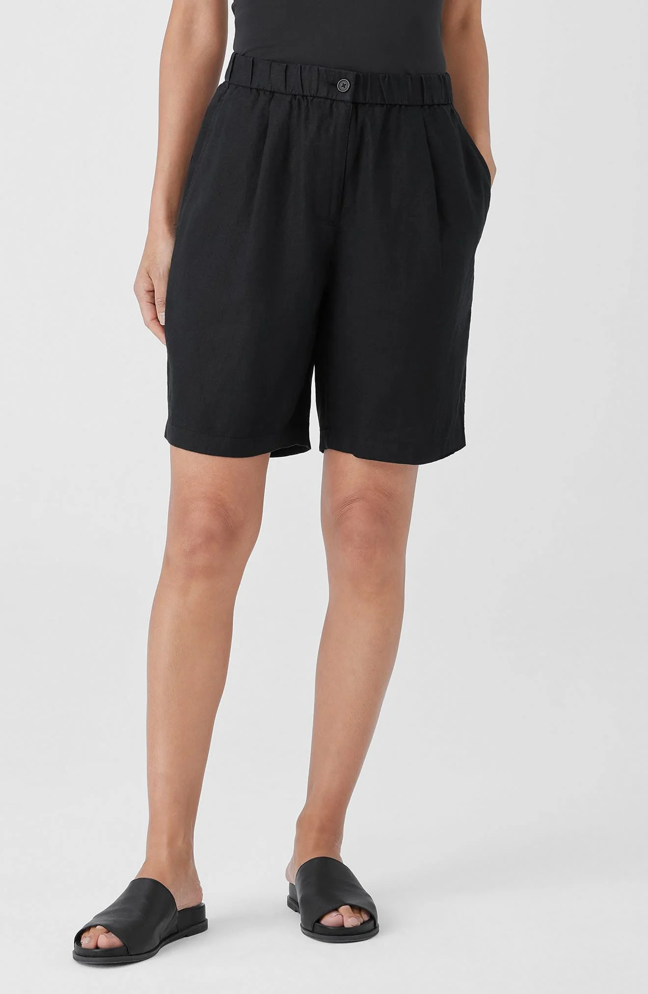 Eileen Fisher Organic Linen Shorts in Black at Nordstrom - 1