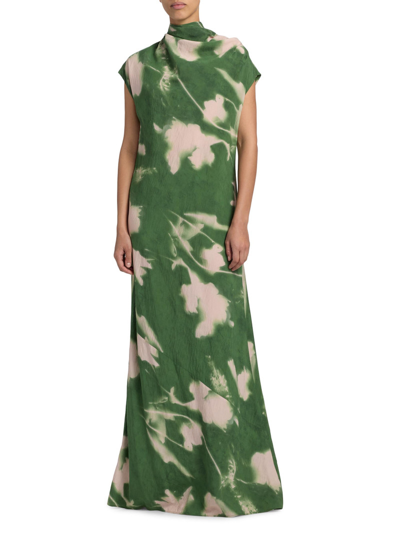 Women's Abstract Floral Crepe A-Line Gown - Cactus 3