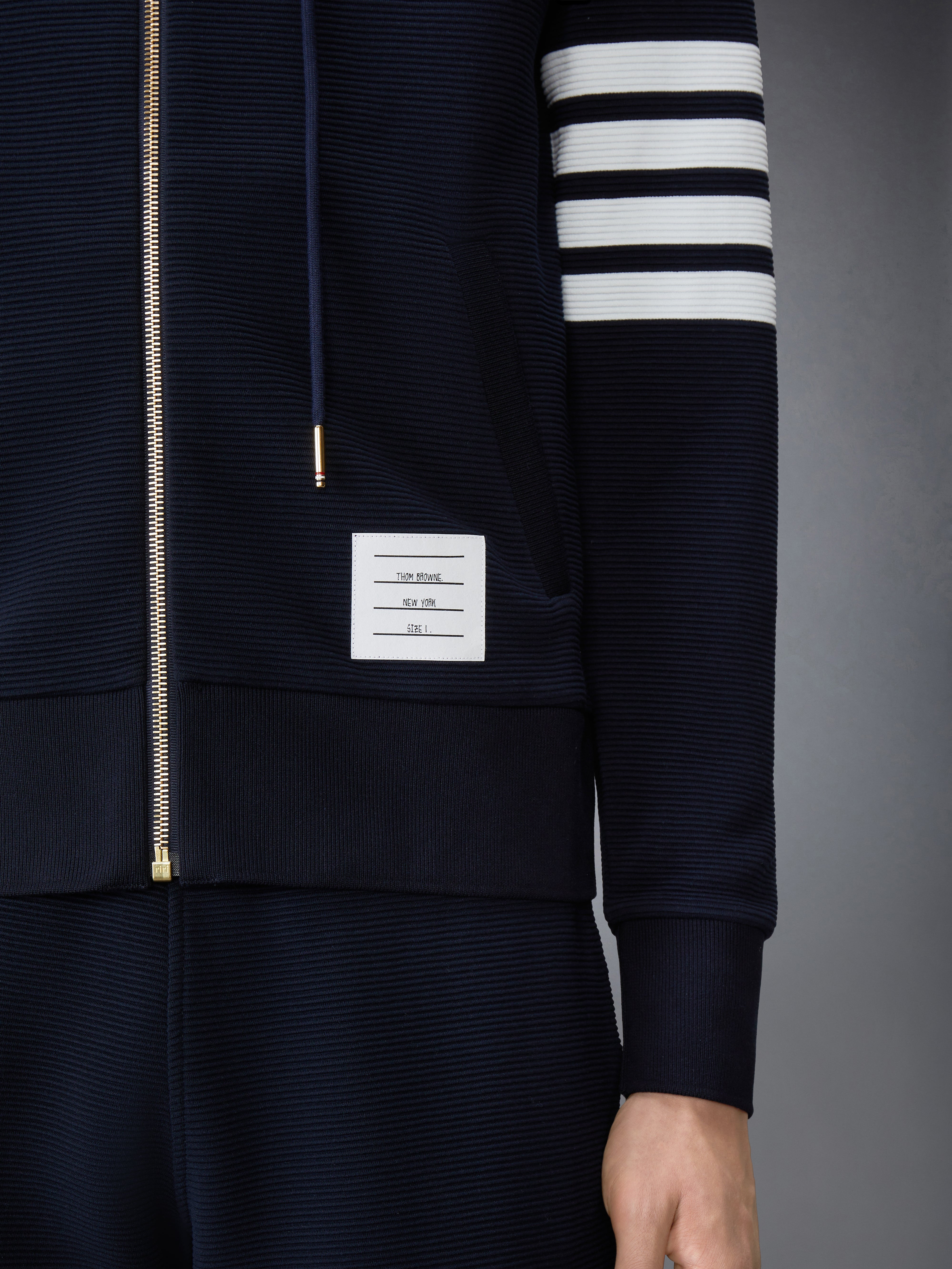 COTTON OTTOMAN 4-BAR ZIP HOODIE - 6