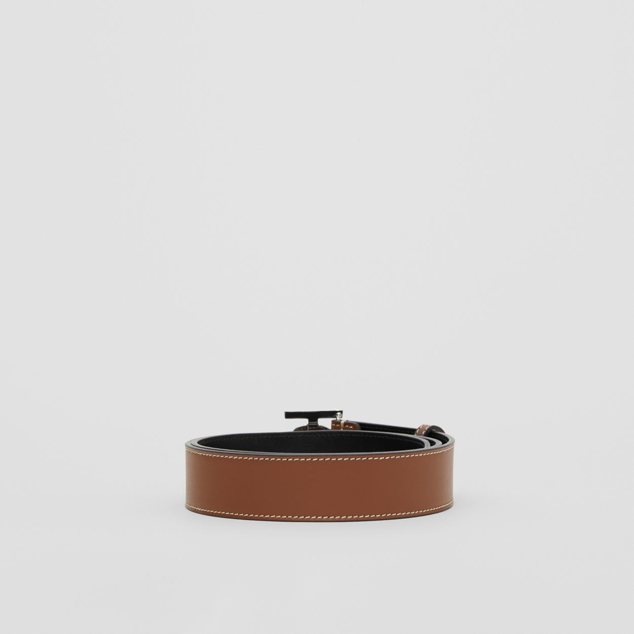 Monogram Motif Topstitched Leather Belt - 4