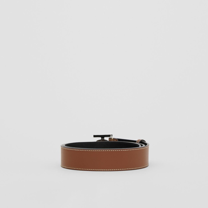 Monogram Motif Topstitched Leather Belt 4