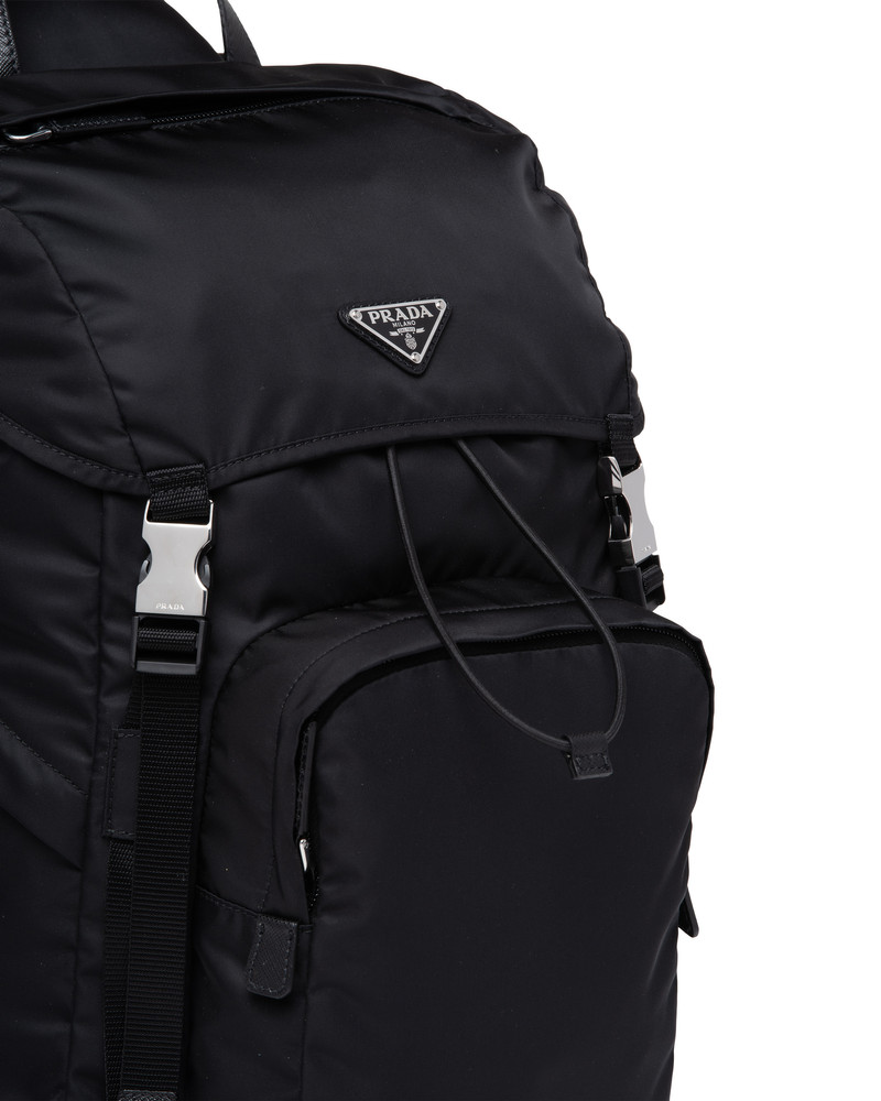 Re-Nylon and Saffiano leather backpack with hood 6