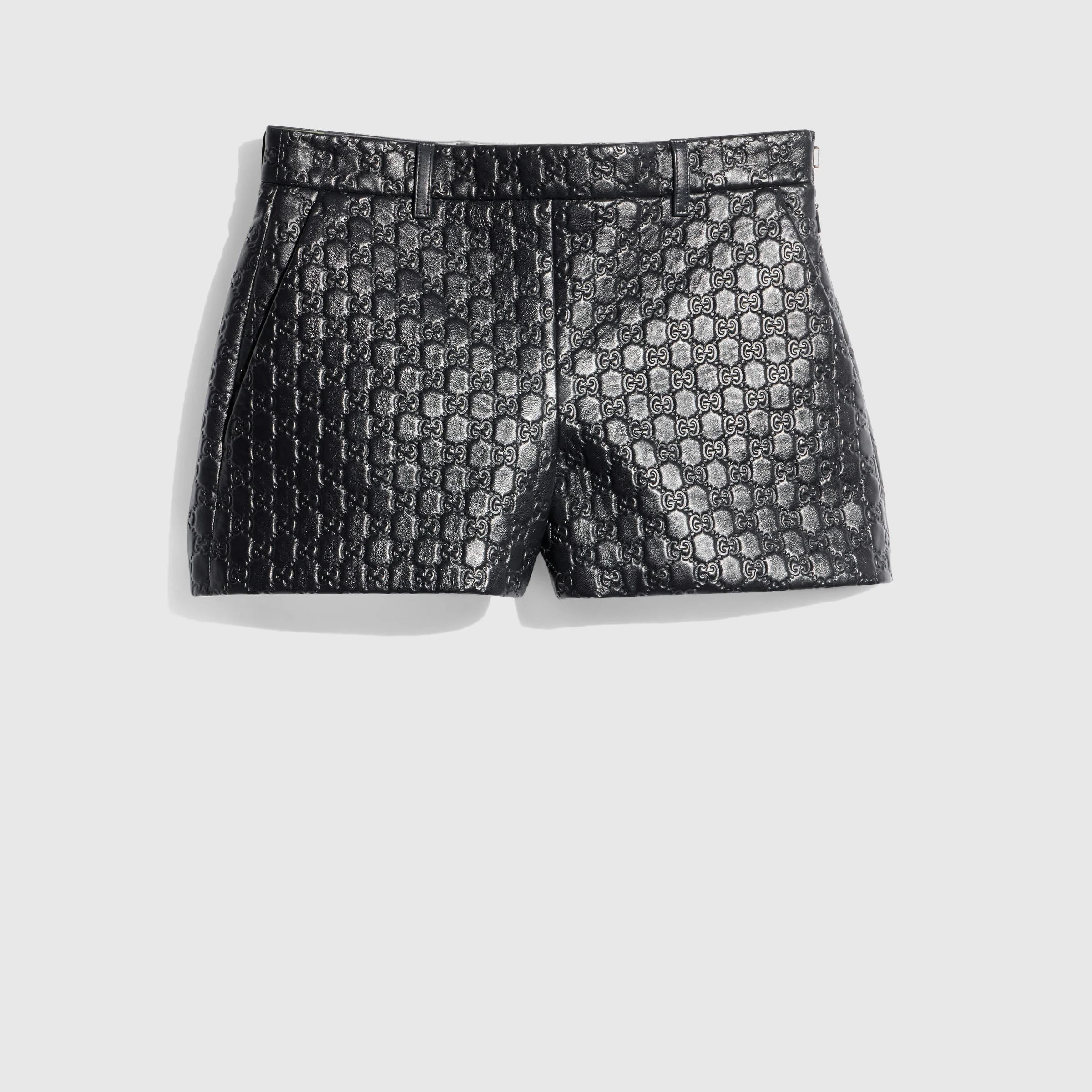 Embossed GG leather shorts - 1
