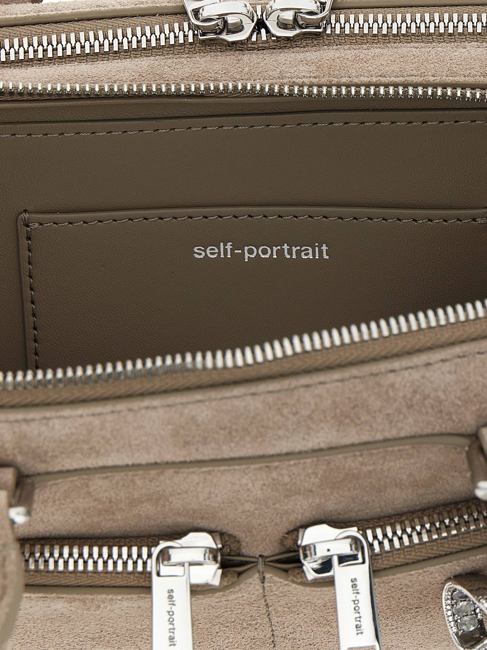 Tan Suede Baguette With Charm Shoulder Bags Gray - 4