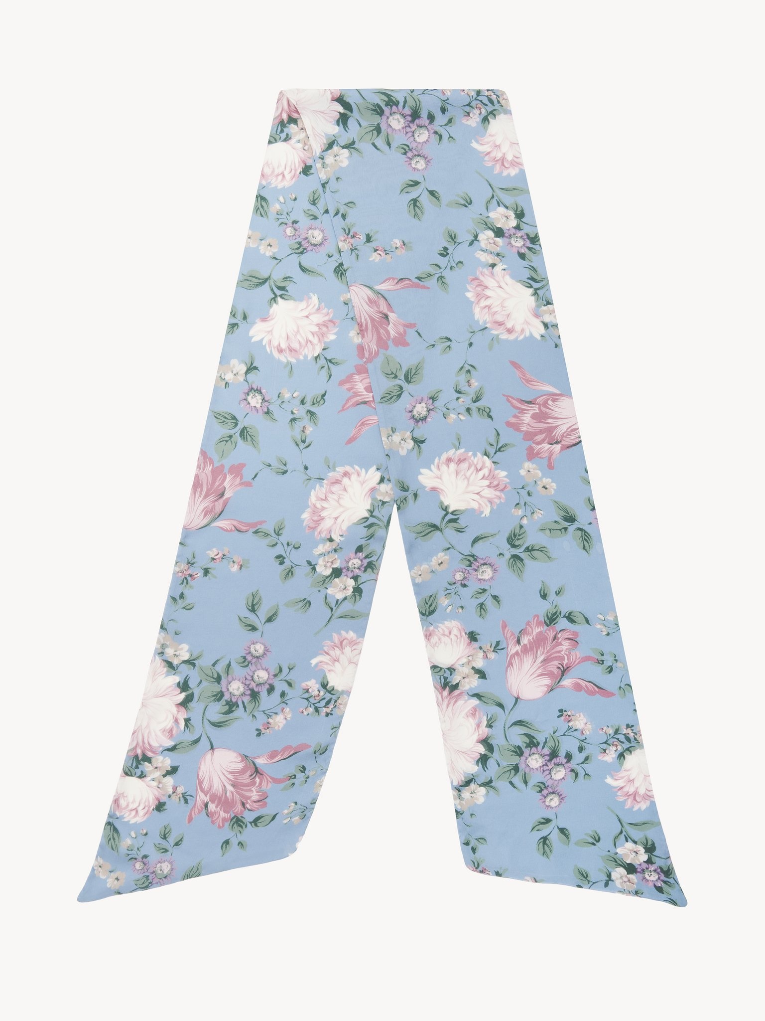 THE CHLOÉ PEONIES WIDE BANDEAU SCARF IN SILK CHARMEUSE - 1