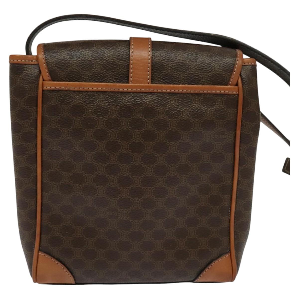 CELINE Macadam Canvas Shoulder Bag Pvc Brown Gold - 3