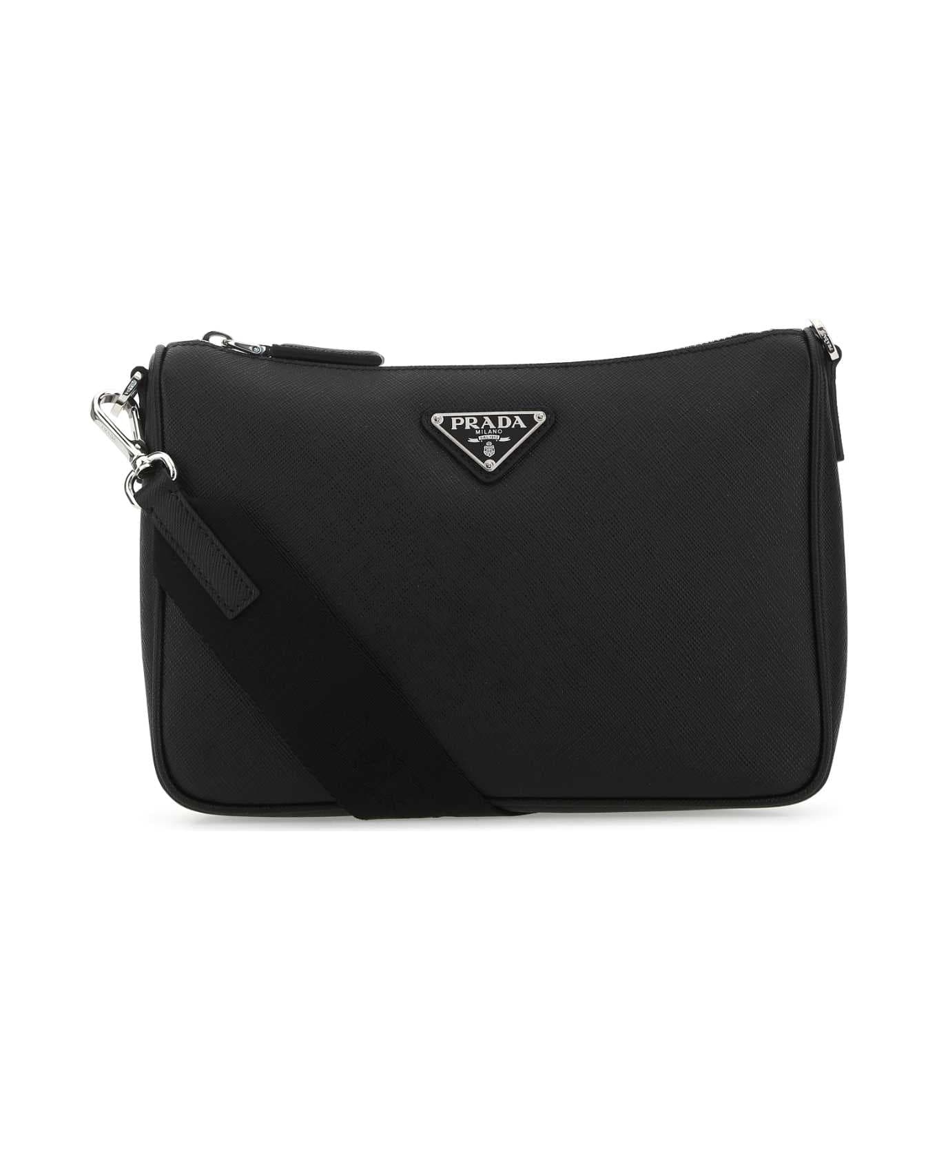 Black Leather Crossbody Bag - 1