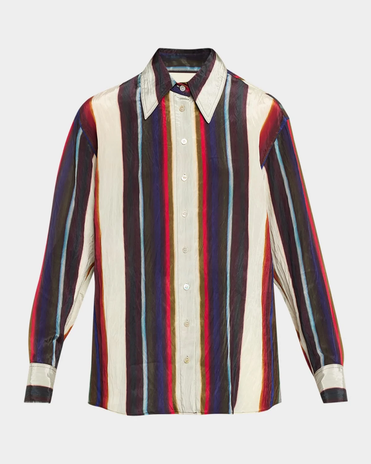 Morris Striped Satin Button-Down Shirt - 1