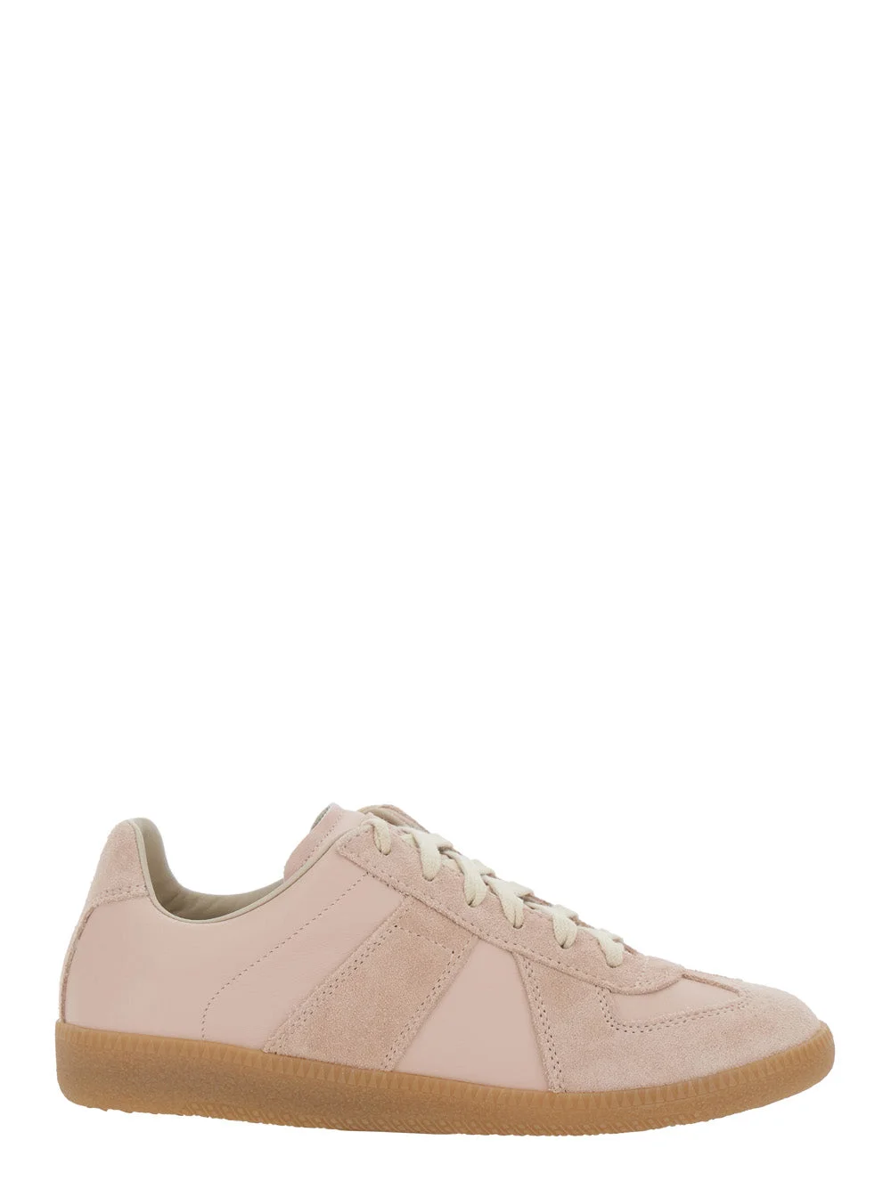 Maison Margiela Women 'Replica' Pink Low Top Sneakers With Suede Details And Logo On The Tongue In L - 1