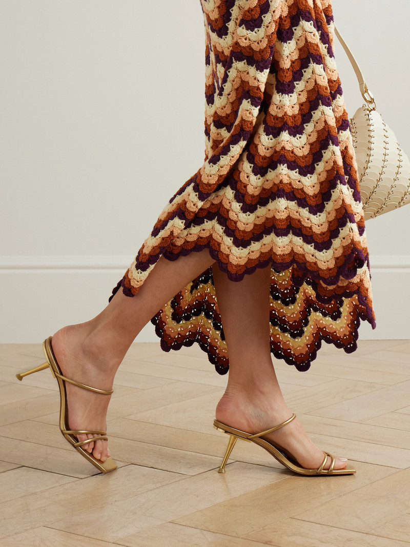 Cult Gaia Lydia Metallic Leather Sandals outlook