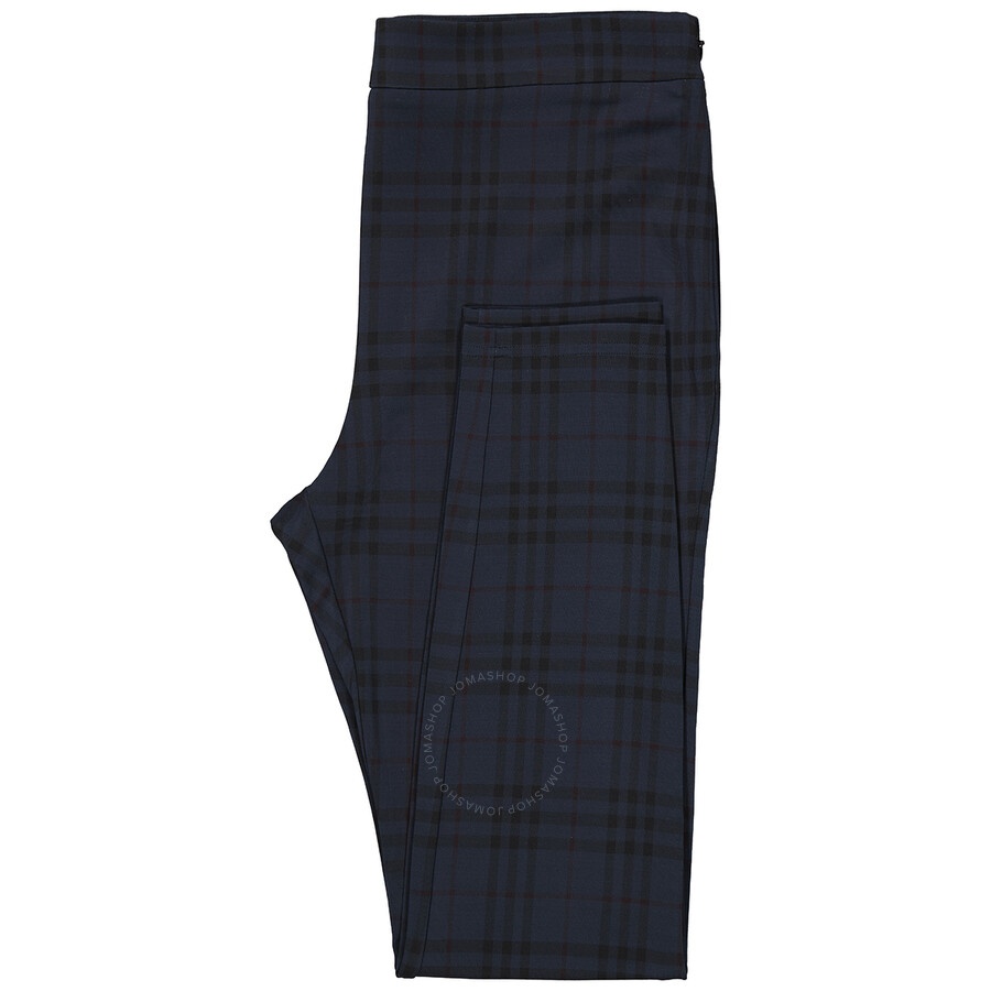 Burberry Midnight Navy Check Print Stretch Jersey Leggings - 7