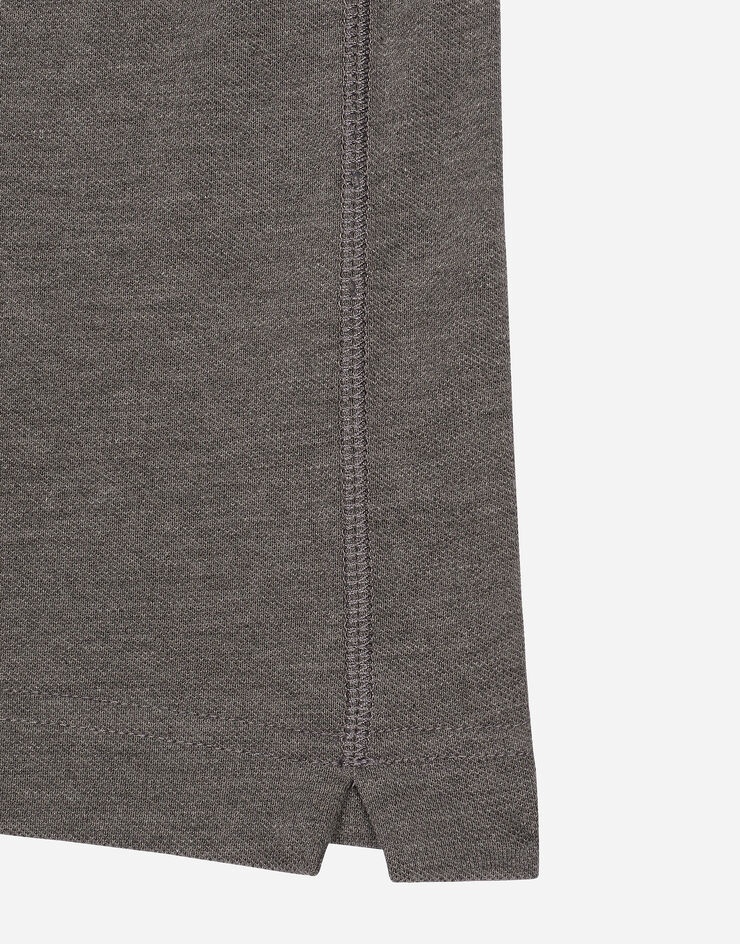 Cotton piqué polo-shirt with branded tag - 5