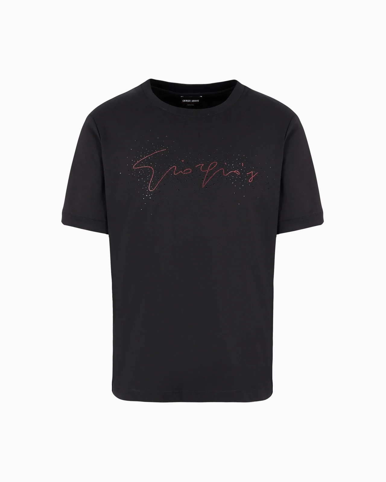 GIORGIO'S CREW-NECK COTTON-JERSEY T-SHIRT WITH CRYSTAL EMBROIDERY - 1