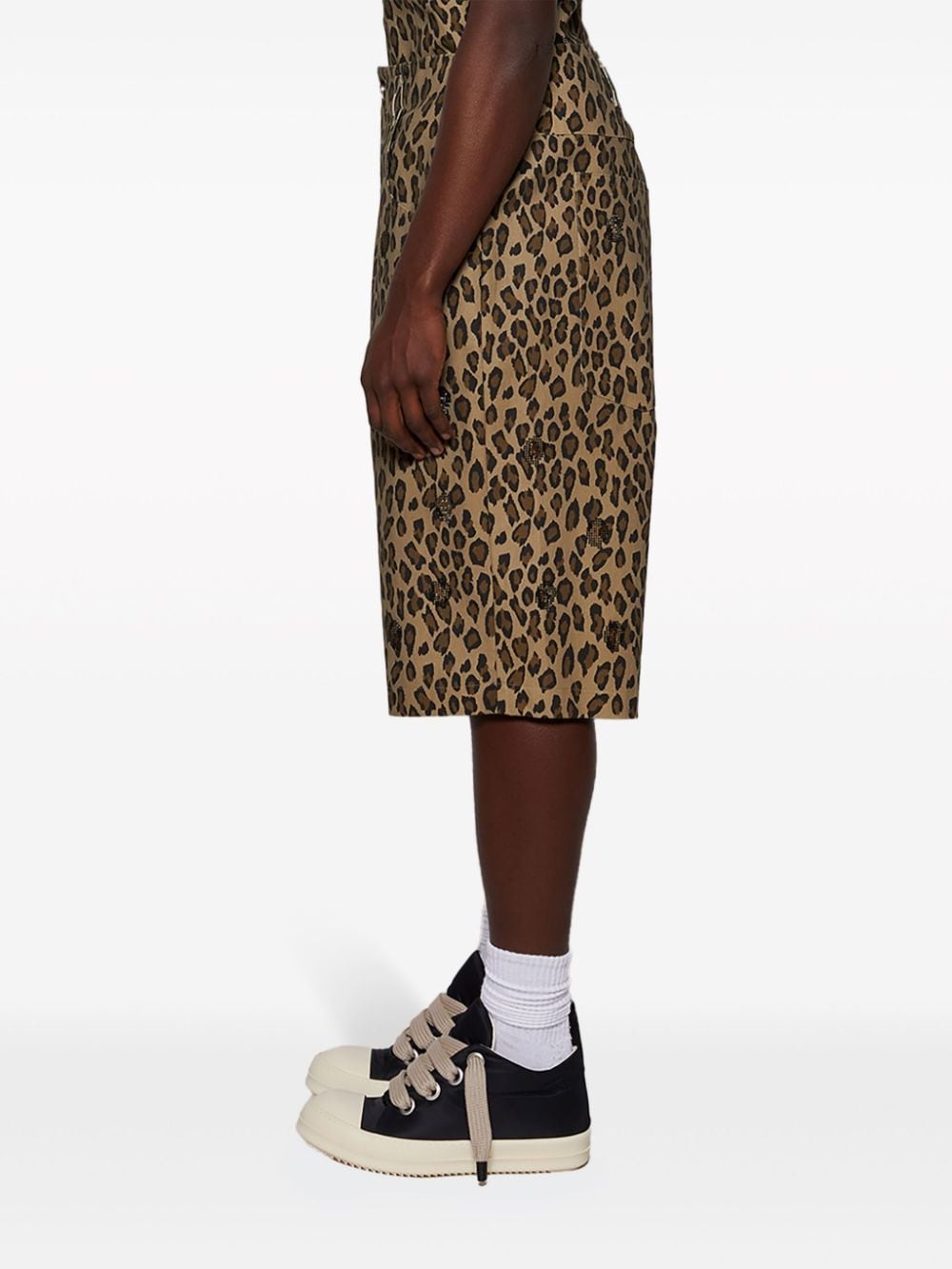 leopard-print cotton shorts - 4