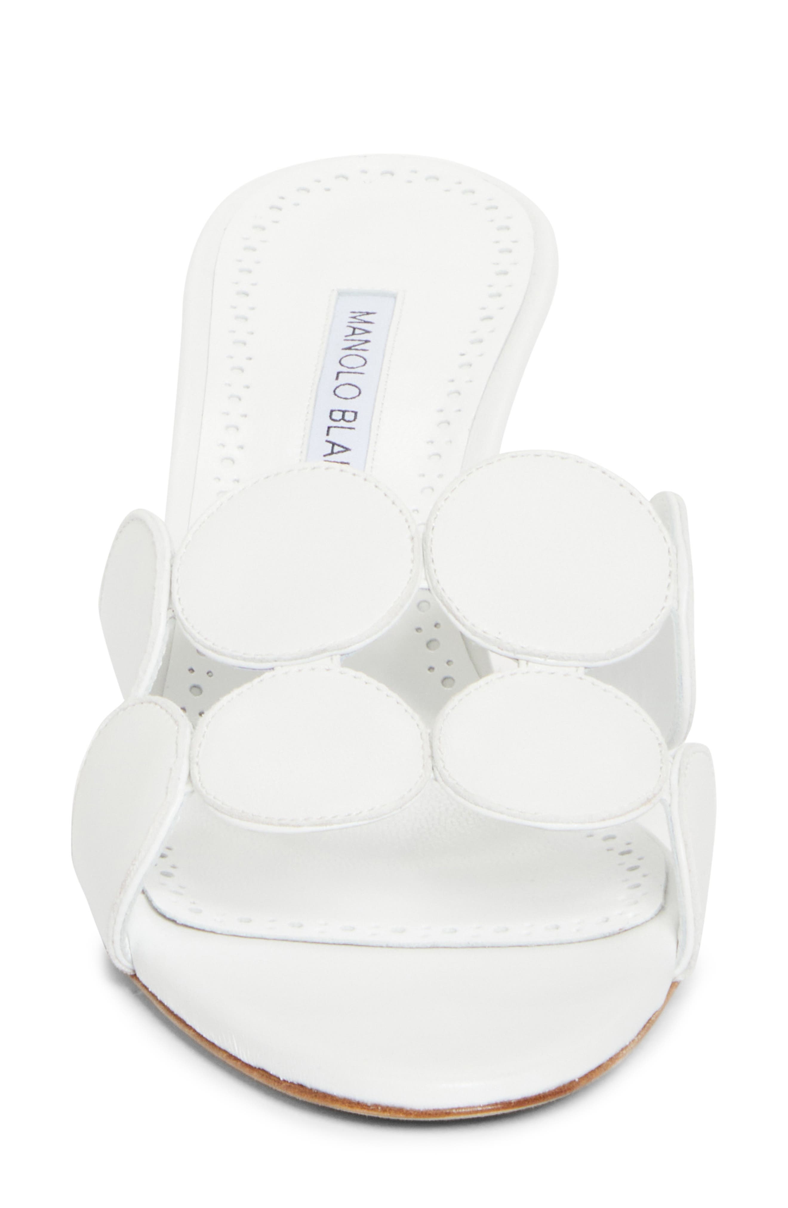 Manolo Blahnik Haribalmu Kitten Heel Sandal in White at Nordstrom - 4