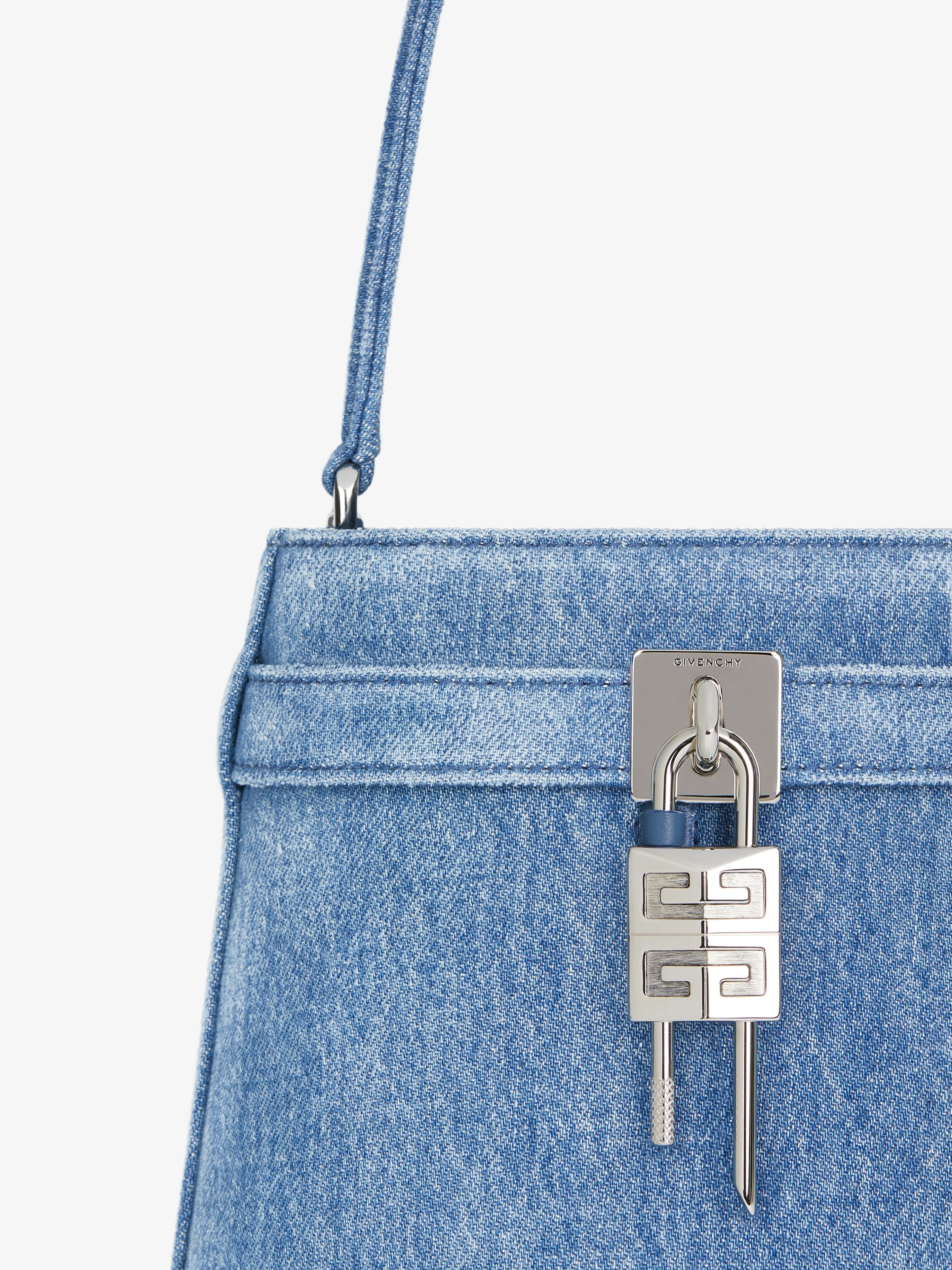 SHARK LOCK BUCKET BAG IN WASHED DENIM - 7