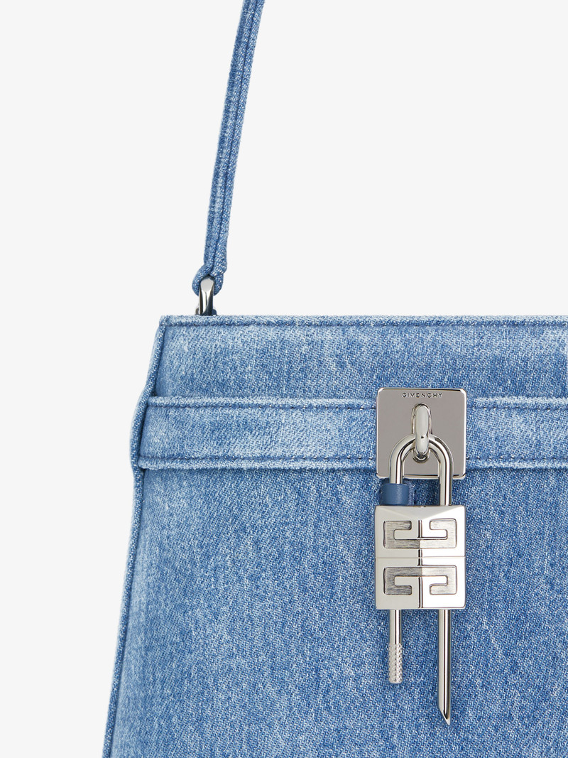 SHARK LOCK BUCKET BAG IN WASHED DENIM 7